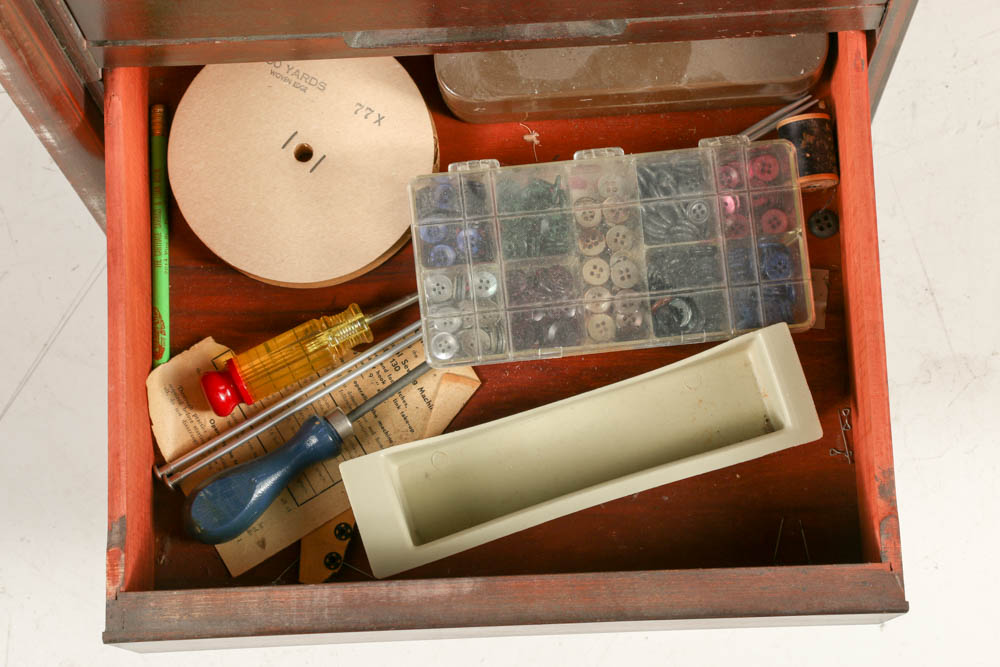 Pfaff 130 Sewing Machine on Combination Cabinet and Chair