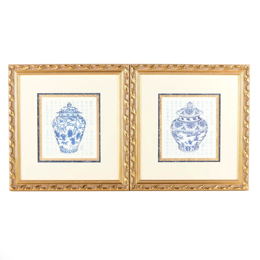 Offset Lithographs of Blue and White Pottery