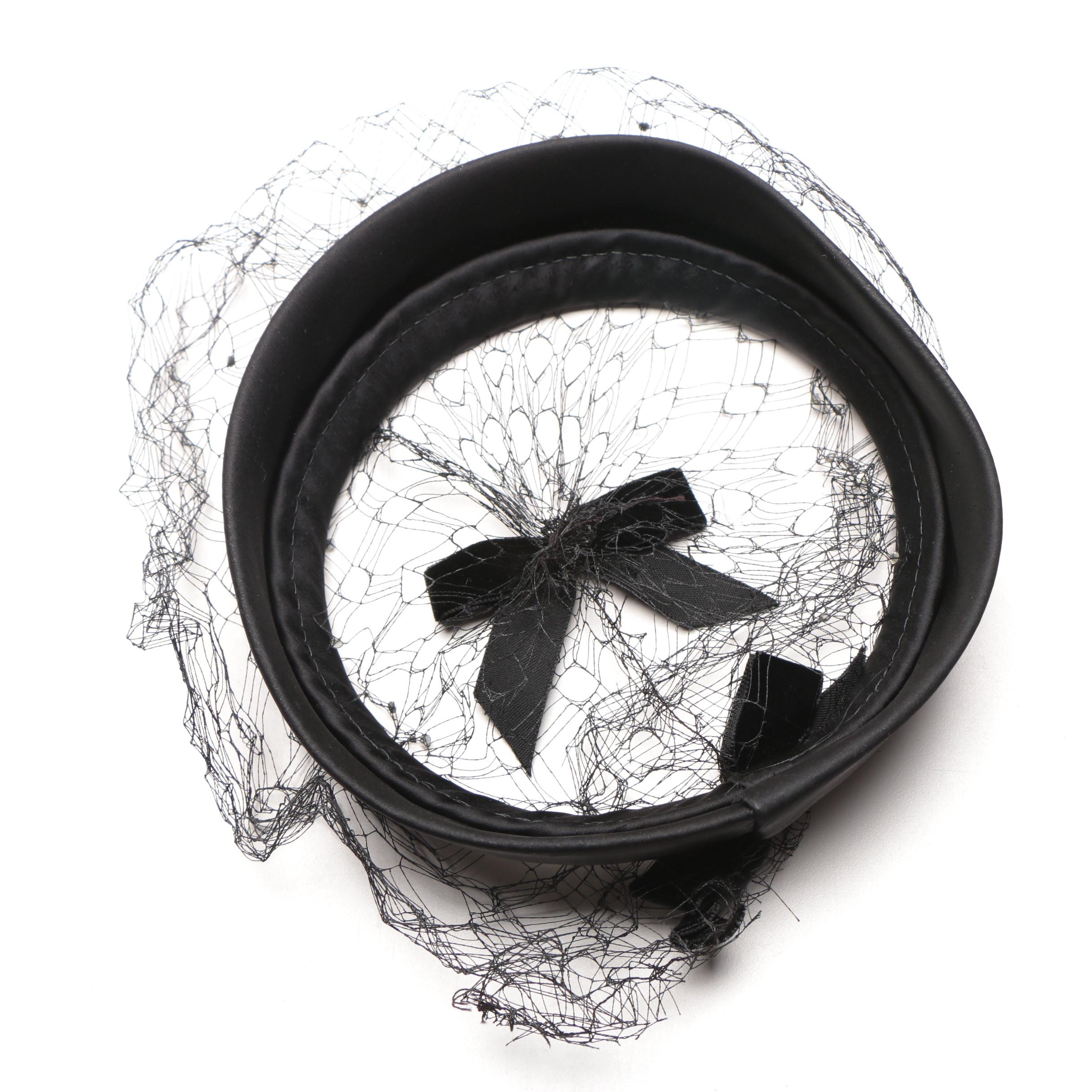 Women's Vintage Veiled Black Circlet and Half Hats