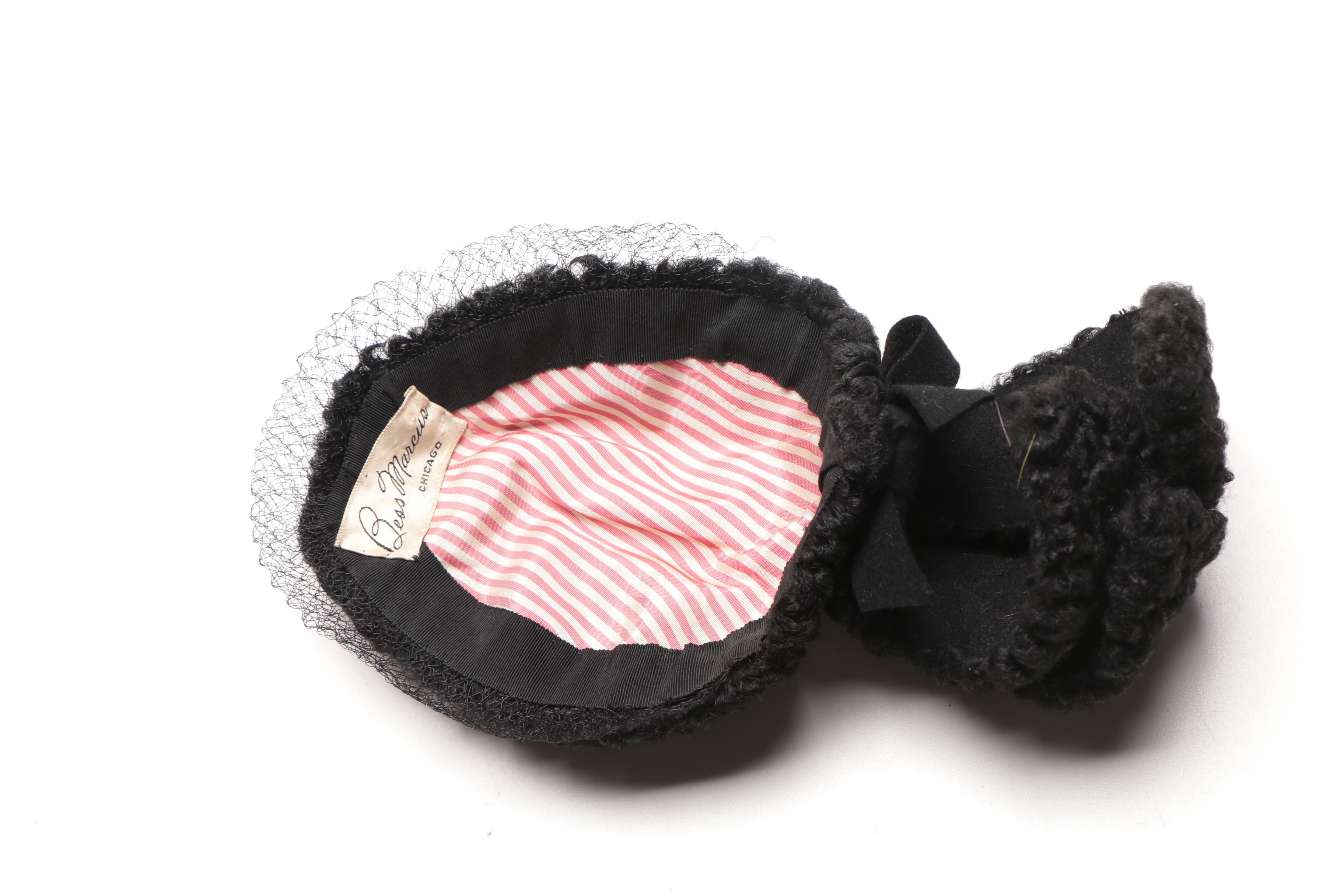 Women's Vintage Veiled Black Circlet and Half Hats