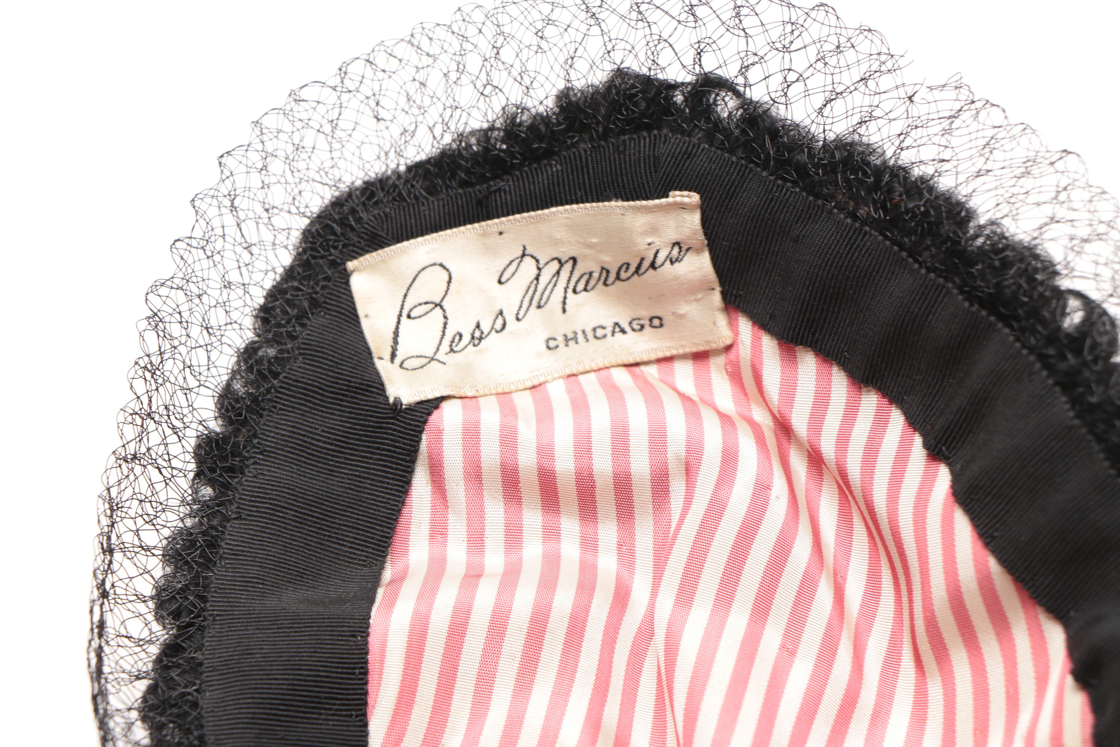 Women's Vintage Veiled Black Circlet and Half Hats