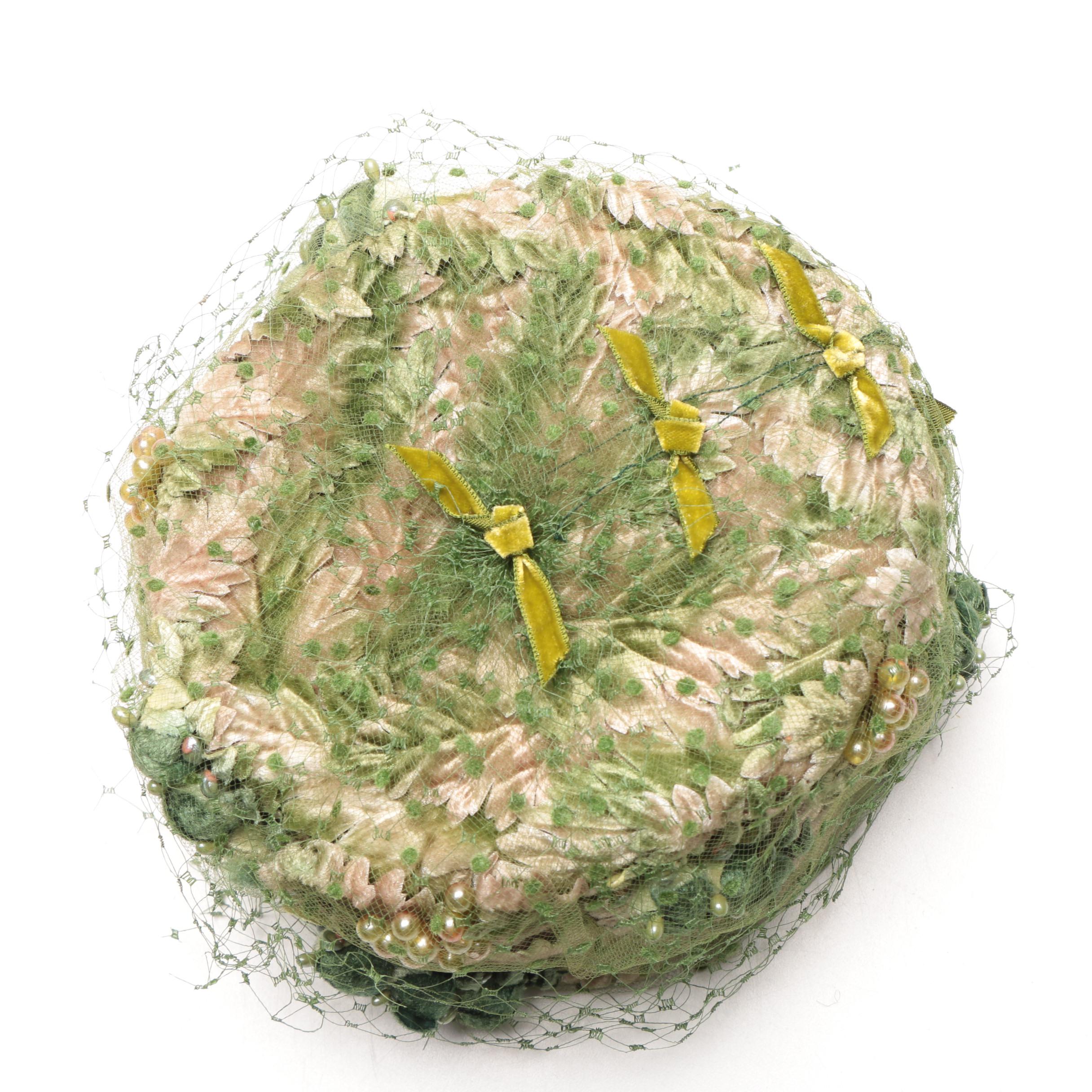 Women's Vintage Hats in Blue, Green, and Beige