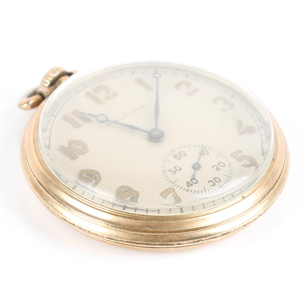1892 Waltham 10K Yellow Gold Plated Pocket Watch