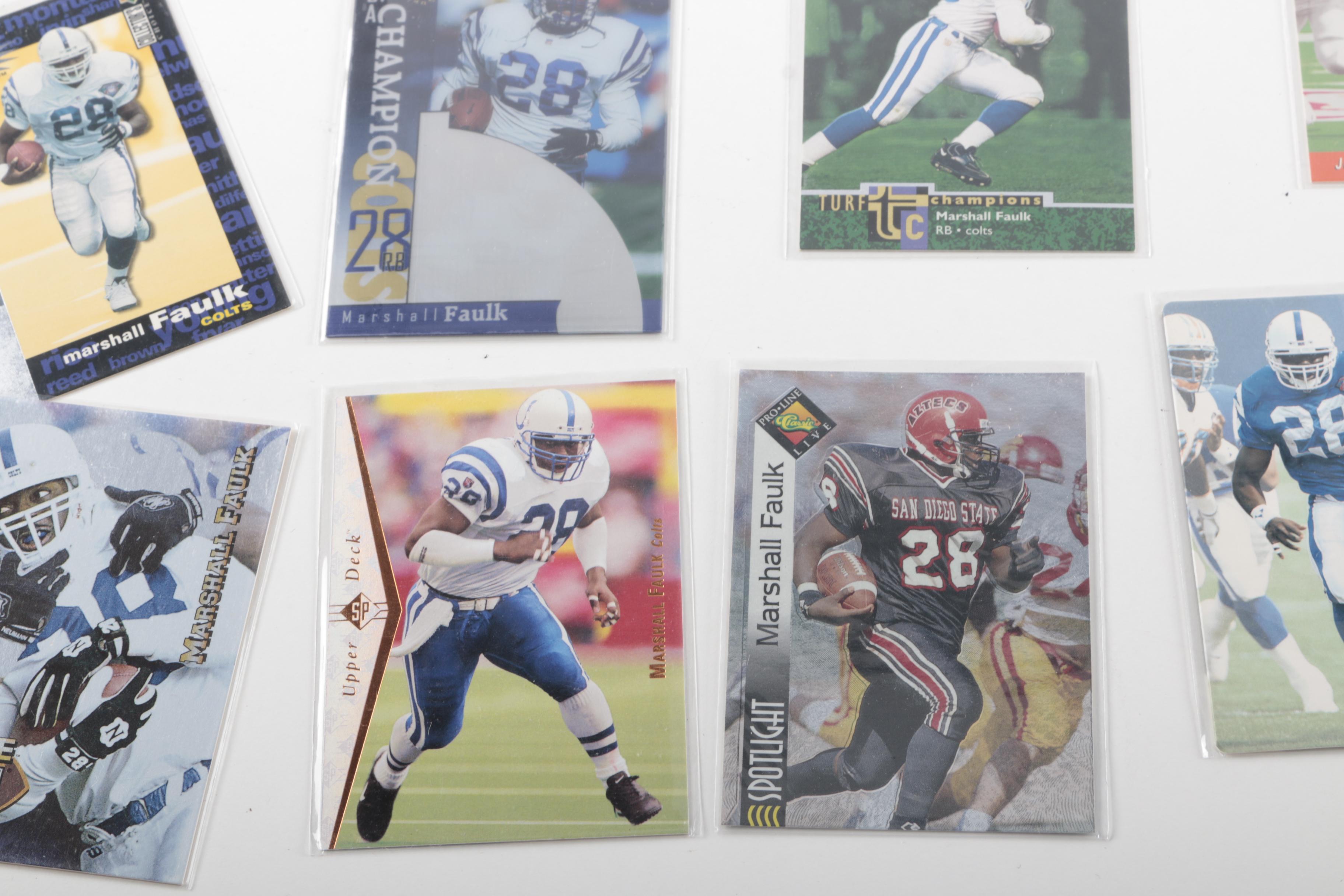 Collection of John Elway and Marshall Faulk Football Cards