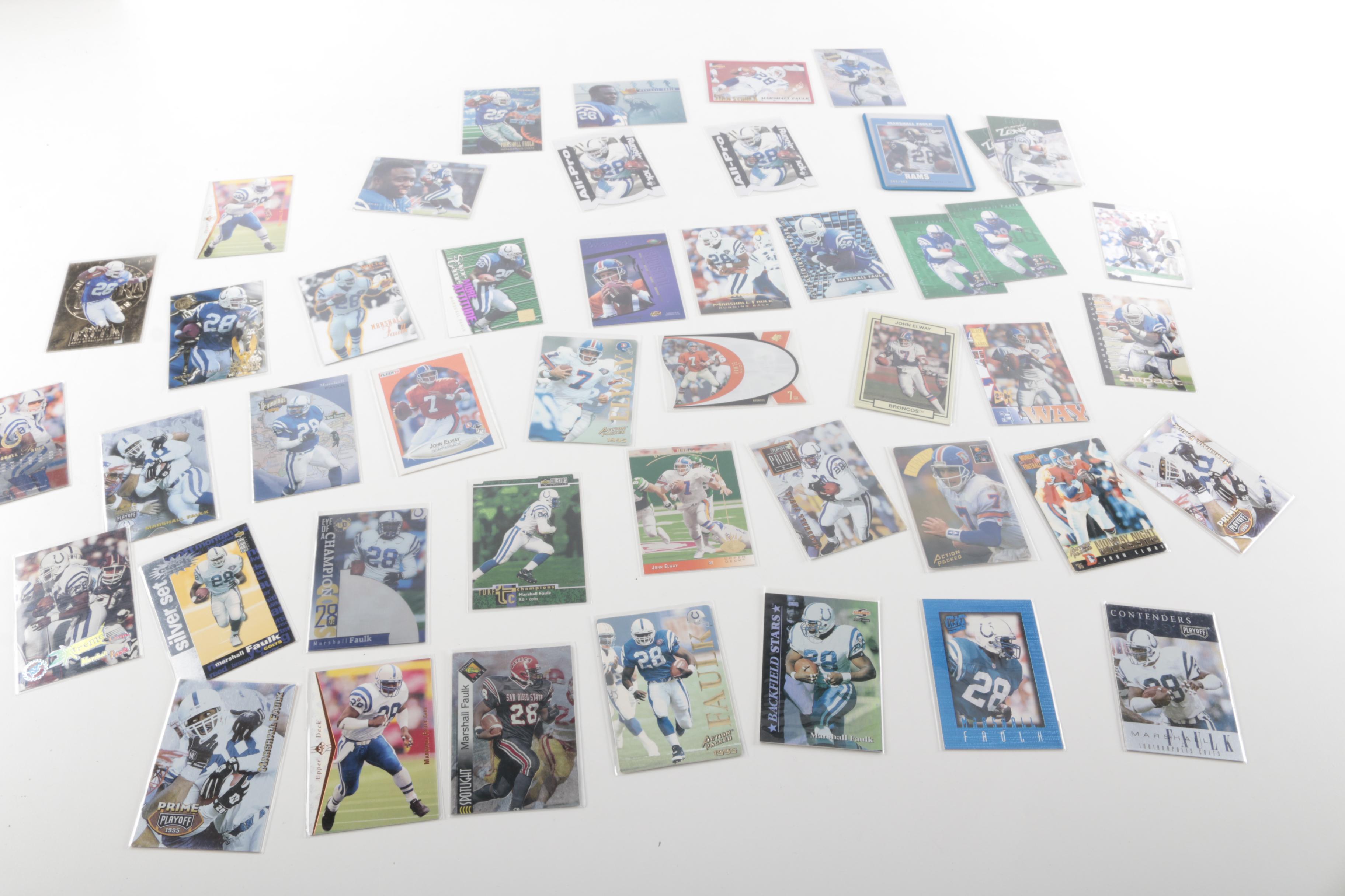 Collection of John Elway and Marshall Faulk Football Cards