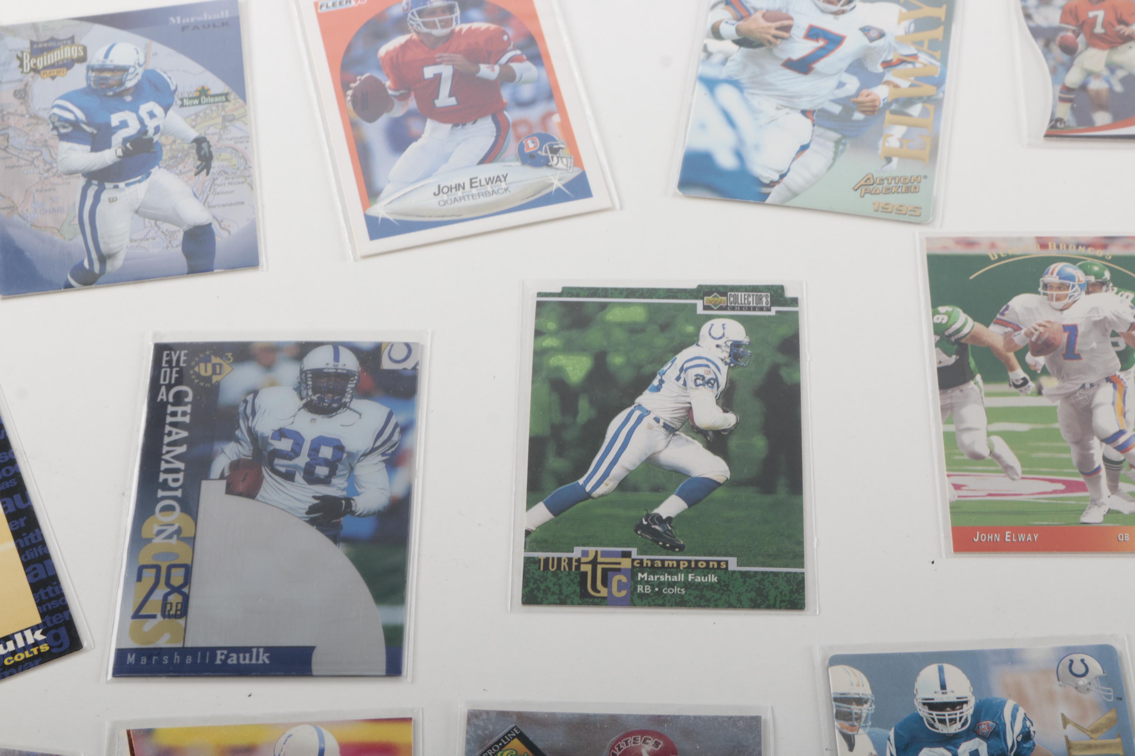 Collection of John Elway and Marshall Faulk Football Cards