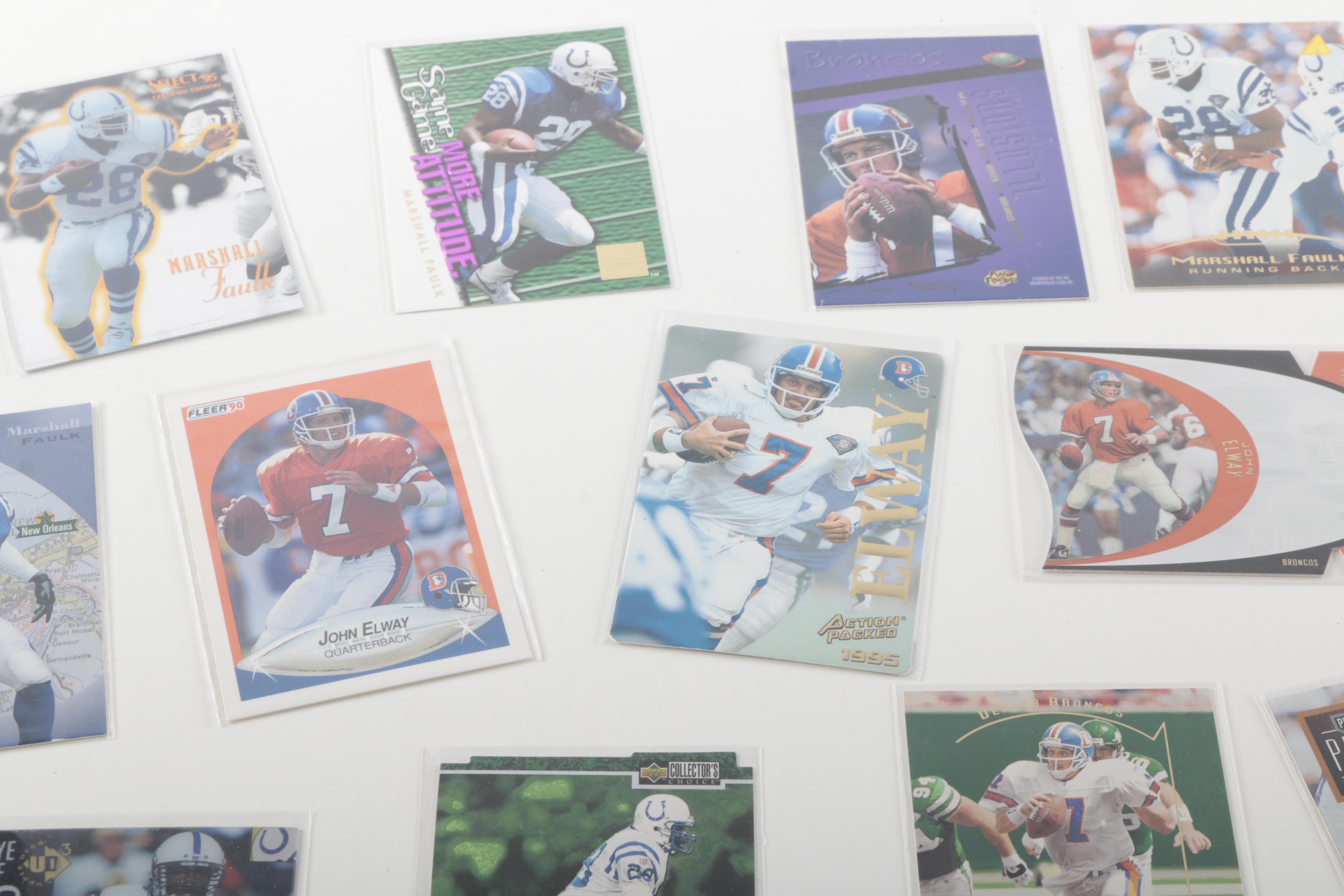 Collection of John Elway and Marshall Faulk Football Cards