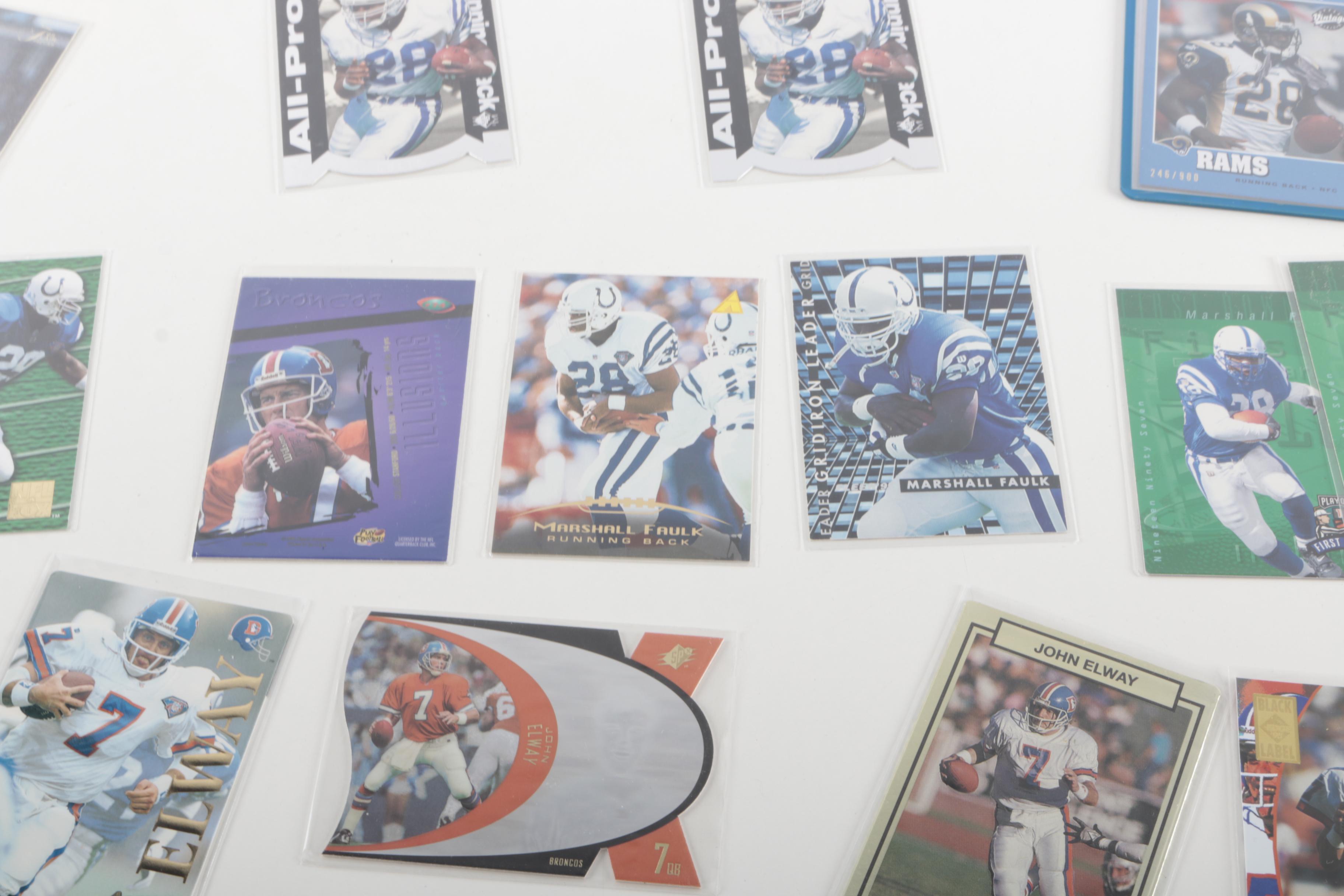Collection of John Elway and Marshall Faulk Football Cards