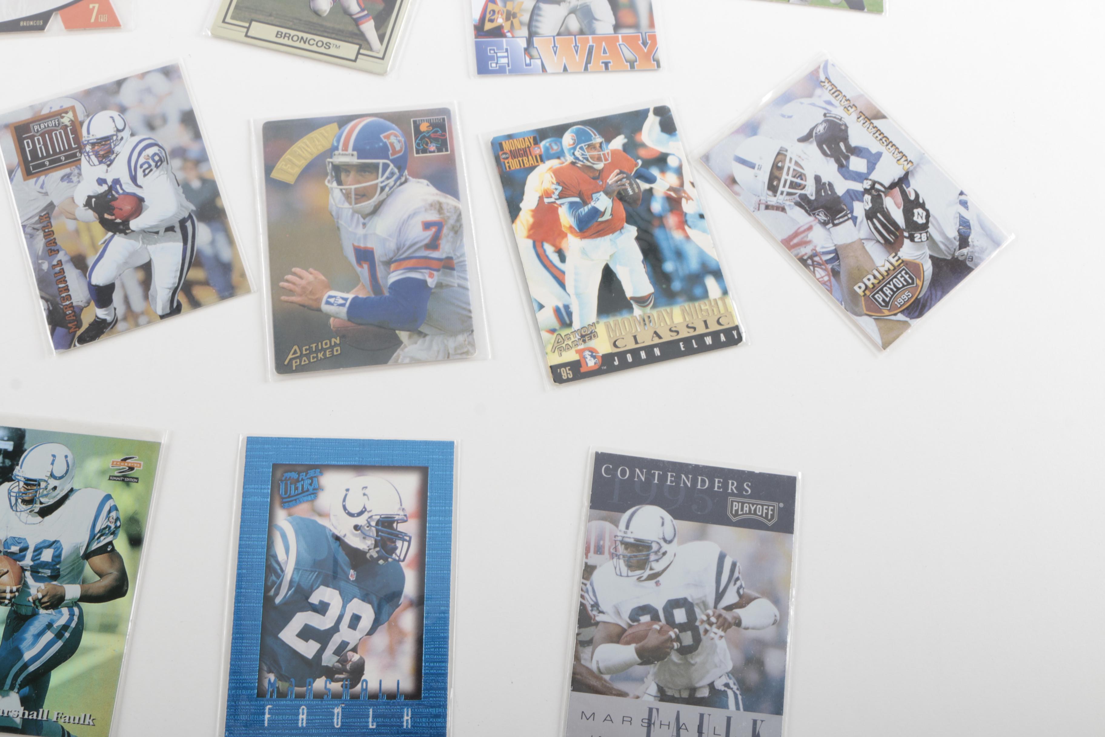 Collection of John Elway and Marshall Faulk Football Cards