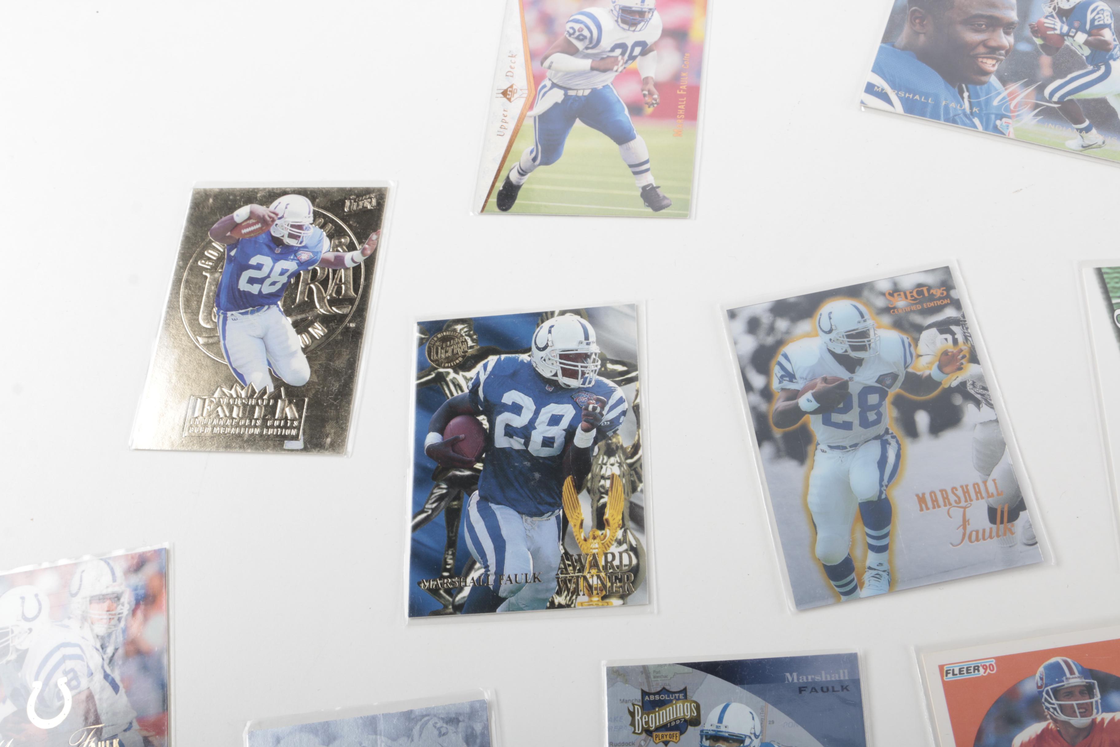 Collection of John Elway and Marshall Faulk Football Cards