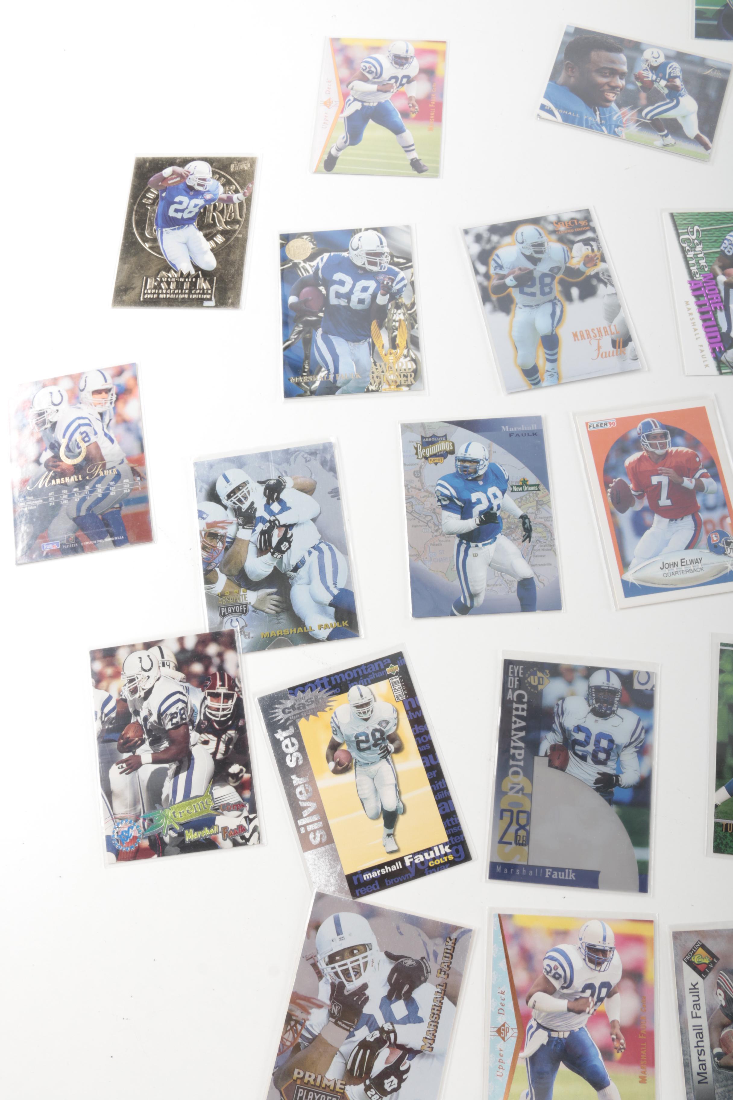 Collection of John Elway and Marshall Faulk Football Cards