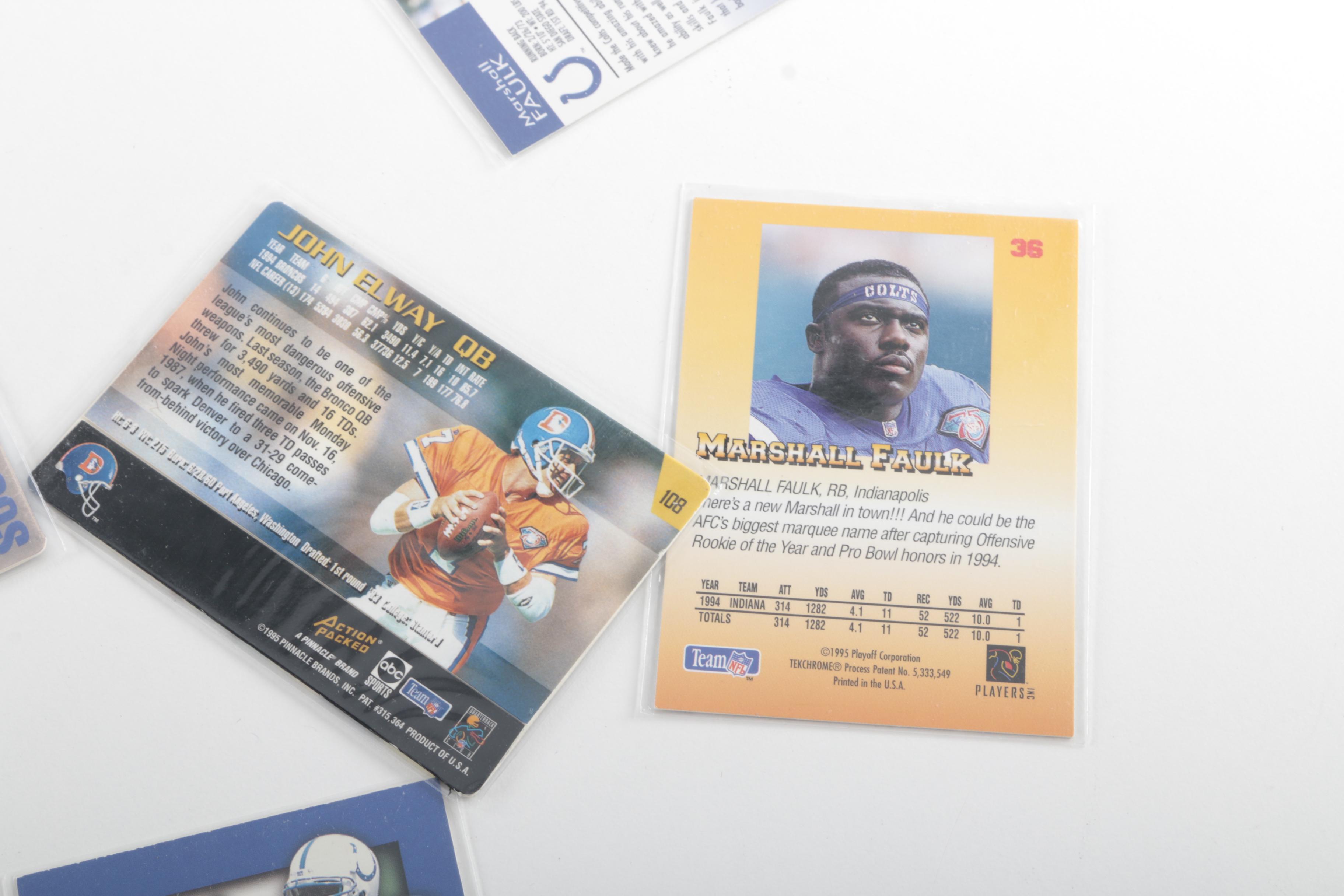 Collection of John Elway and Marshall Faulk Football Cards