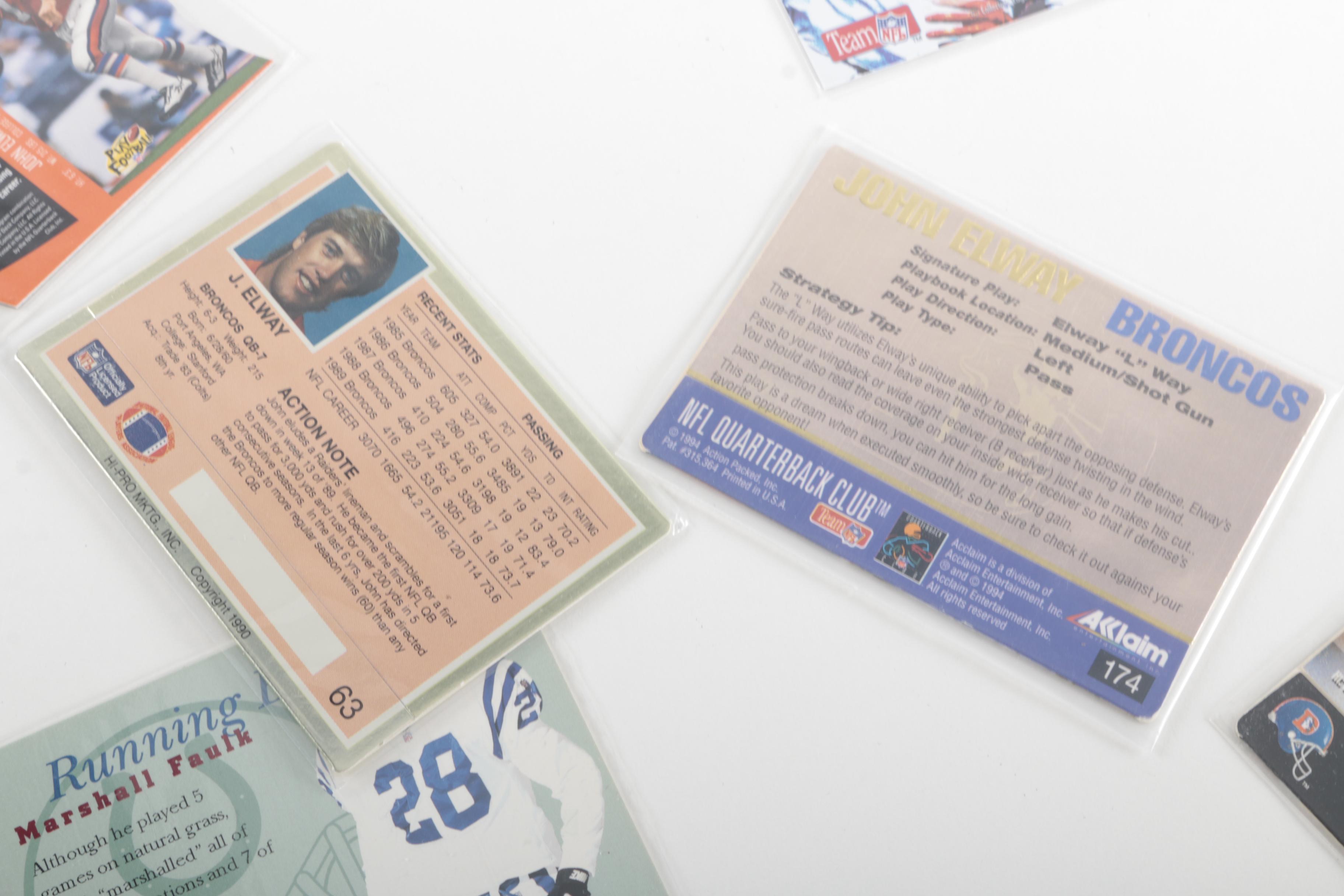 Collection of John Elway and Marshall Faulk Football Cards