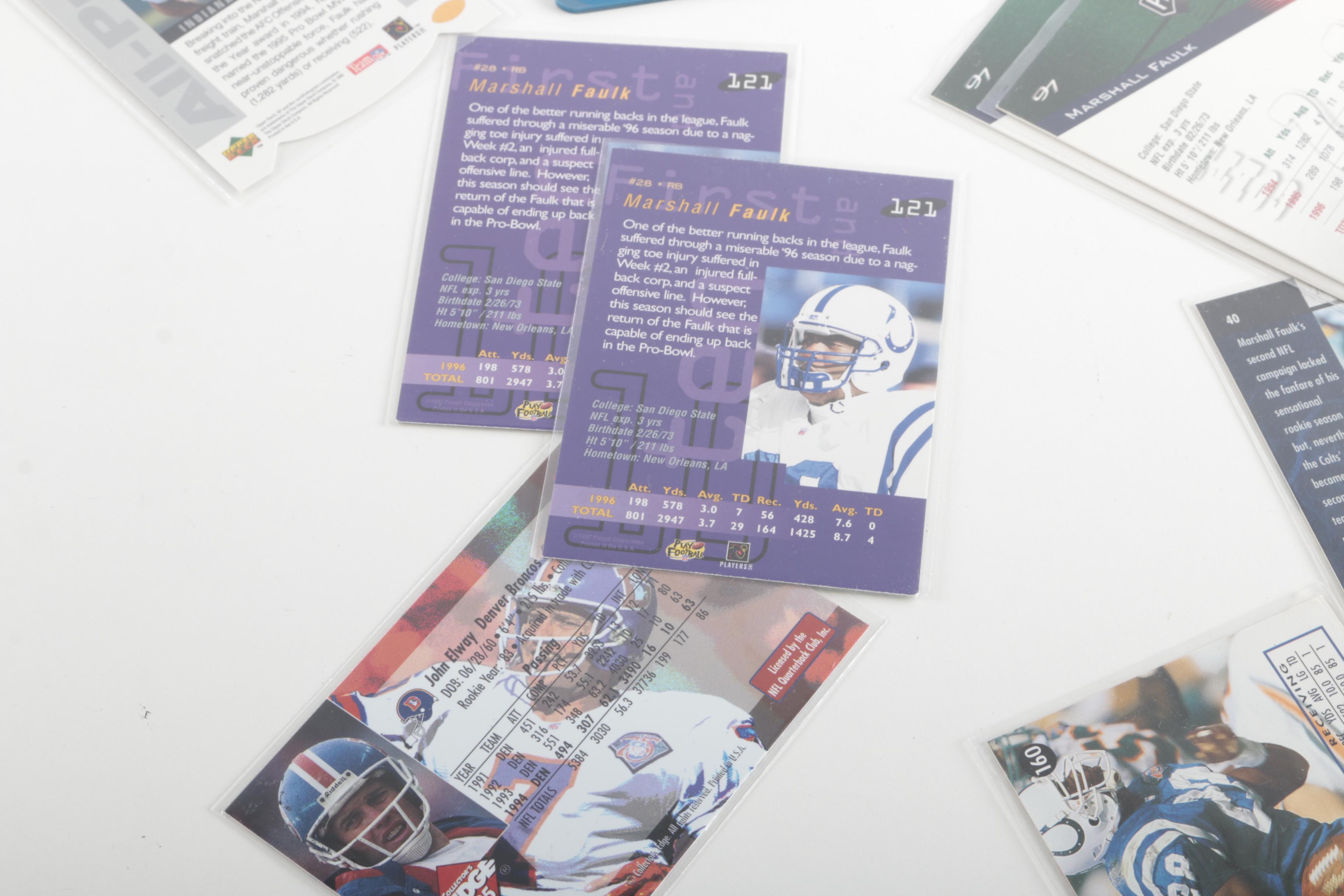 Collection of John Elway and Marshall Faulk Football Cards