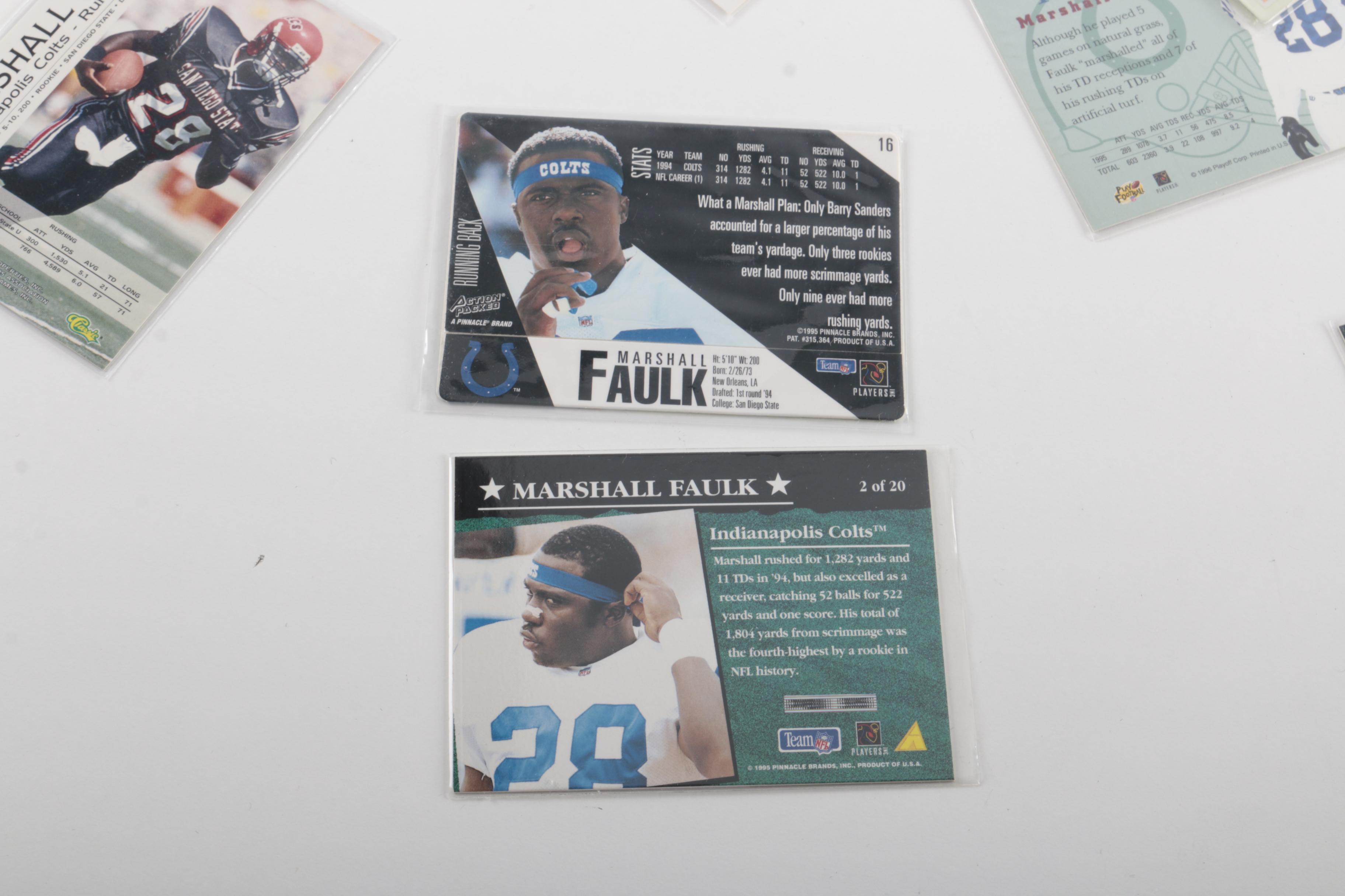 Collection of John Elway and Marshall Faulk Football Cards