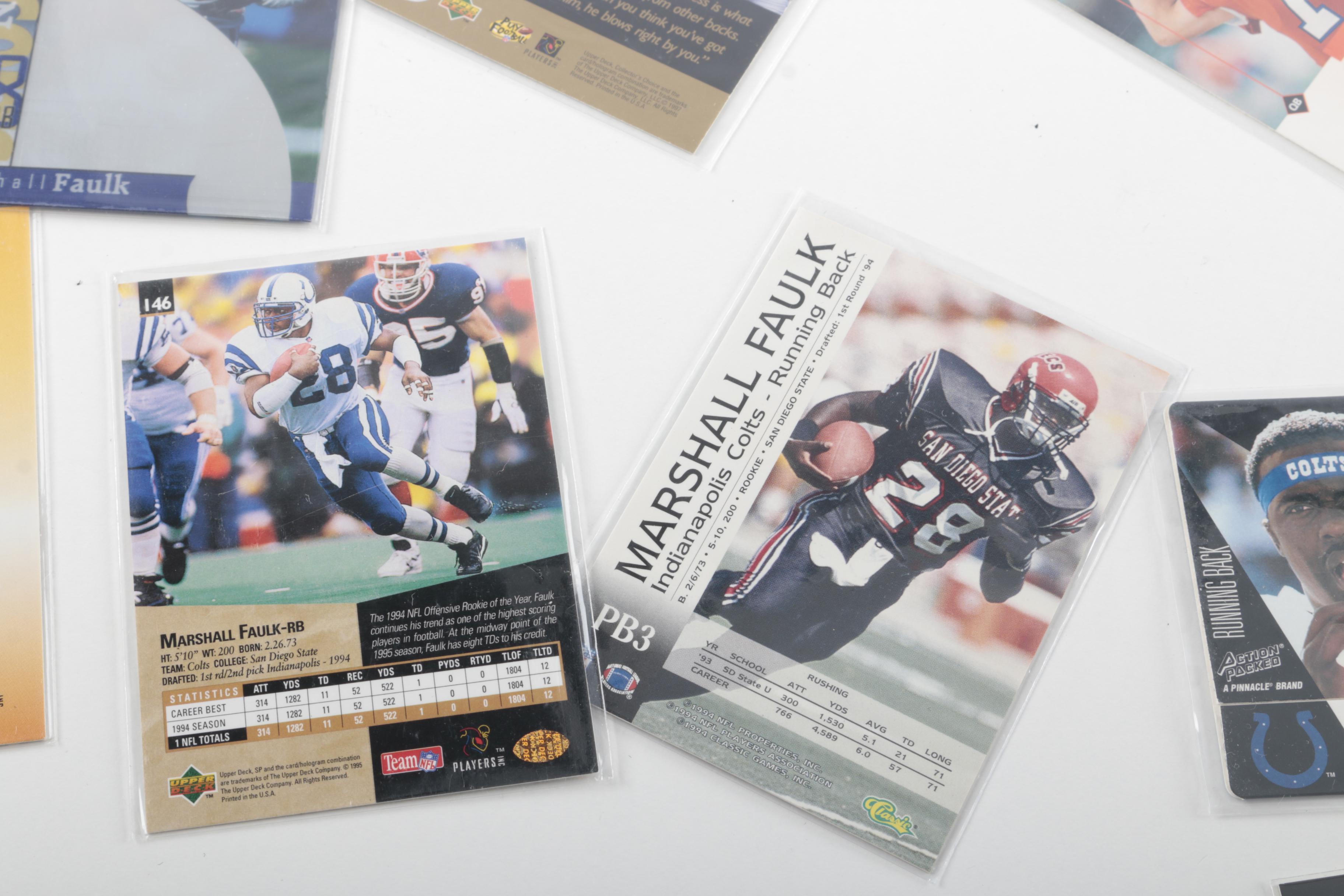 Collection of John Elway and Marshall Faulk Football Cards