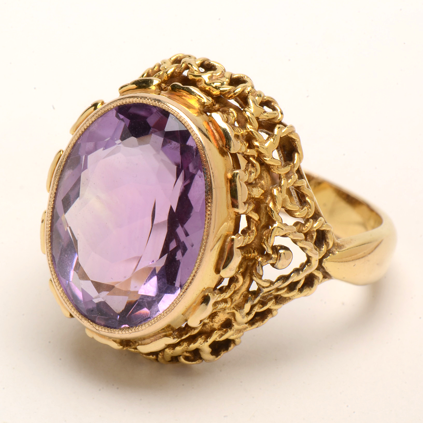 14K Yellow Gold Amethyst Ring