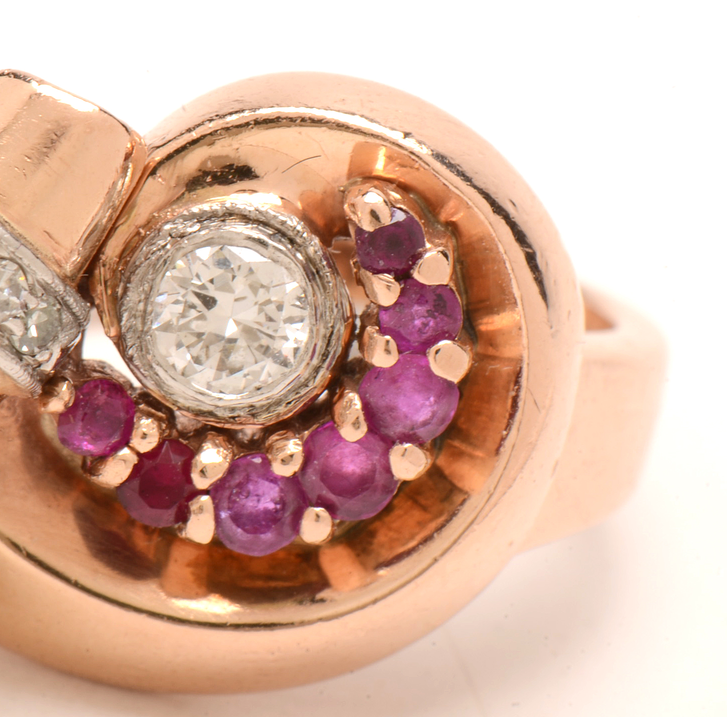 Vintage 14K Yellow Gold Diamond and Ruby Ring