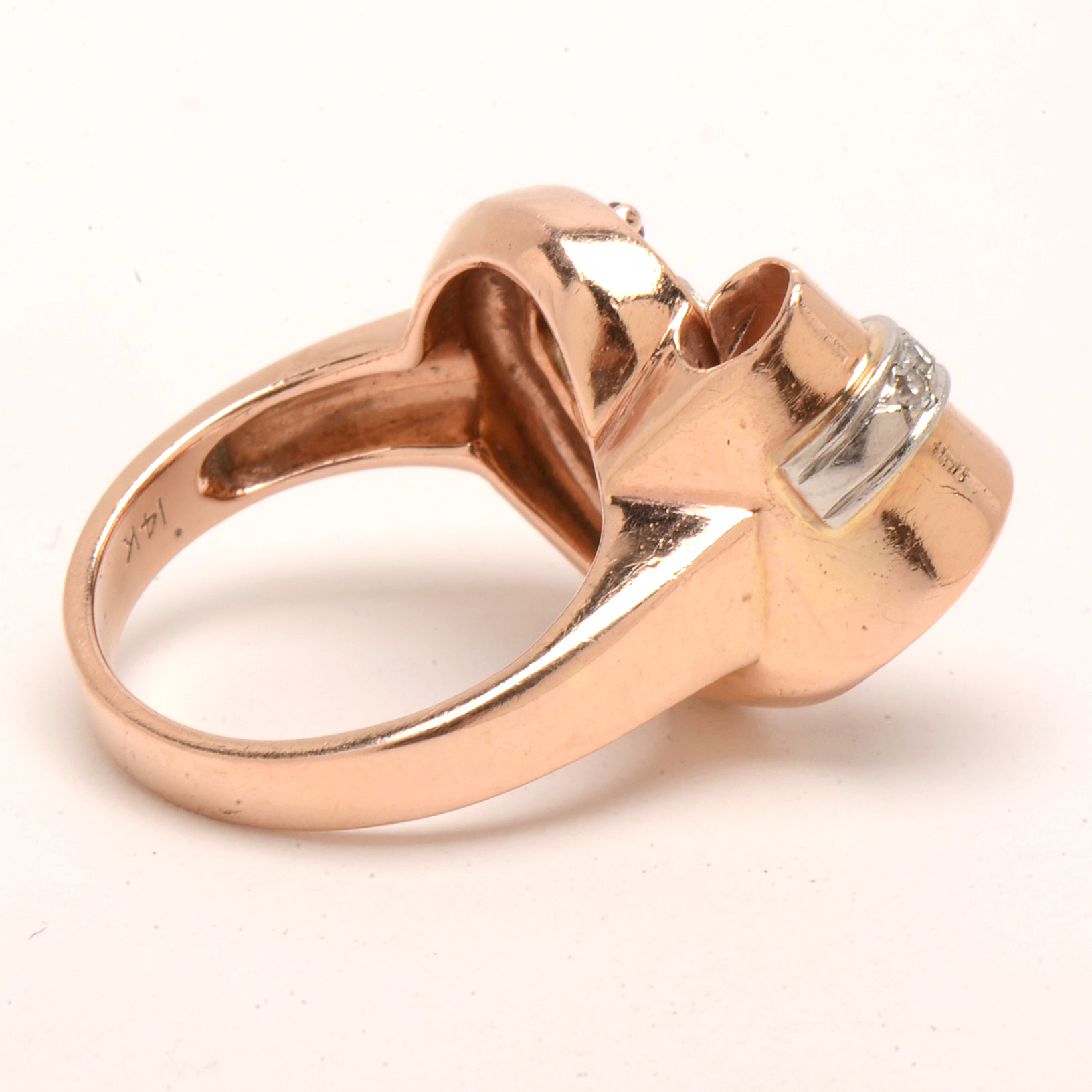 Vintage 14K Yellow Gold Diamond and Ruby Ring