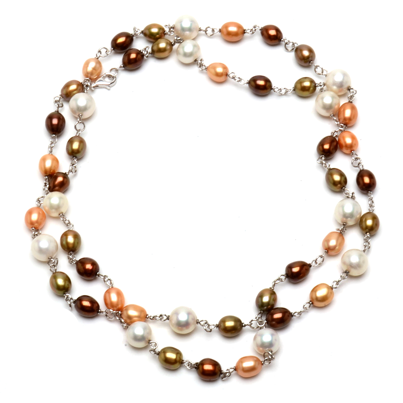 Sterling Silver Multi-Color Freshwater Pearl Necklace