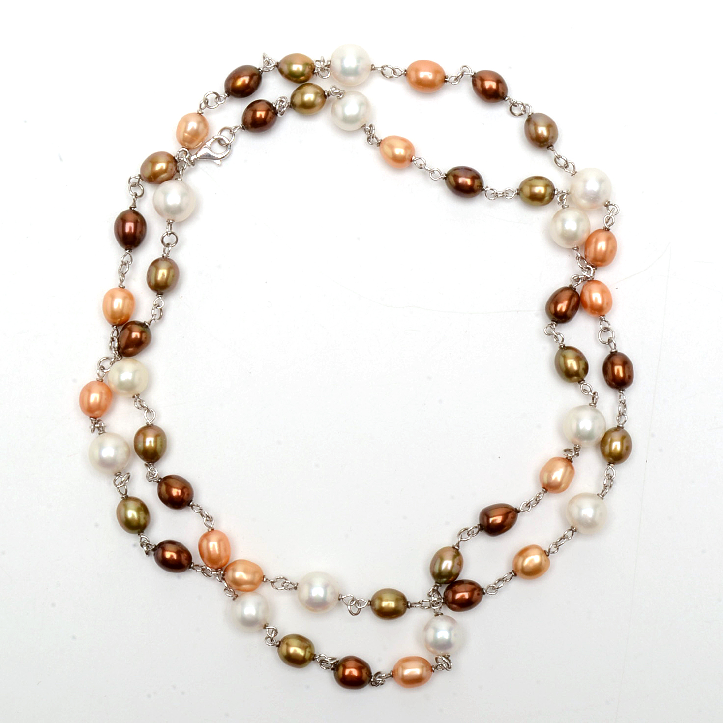 Sterling Silver Multi-Color Freshwater Pearl Necklace
