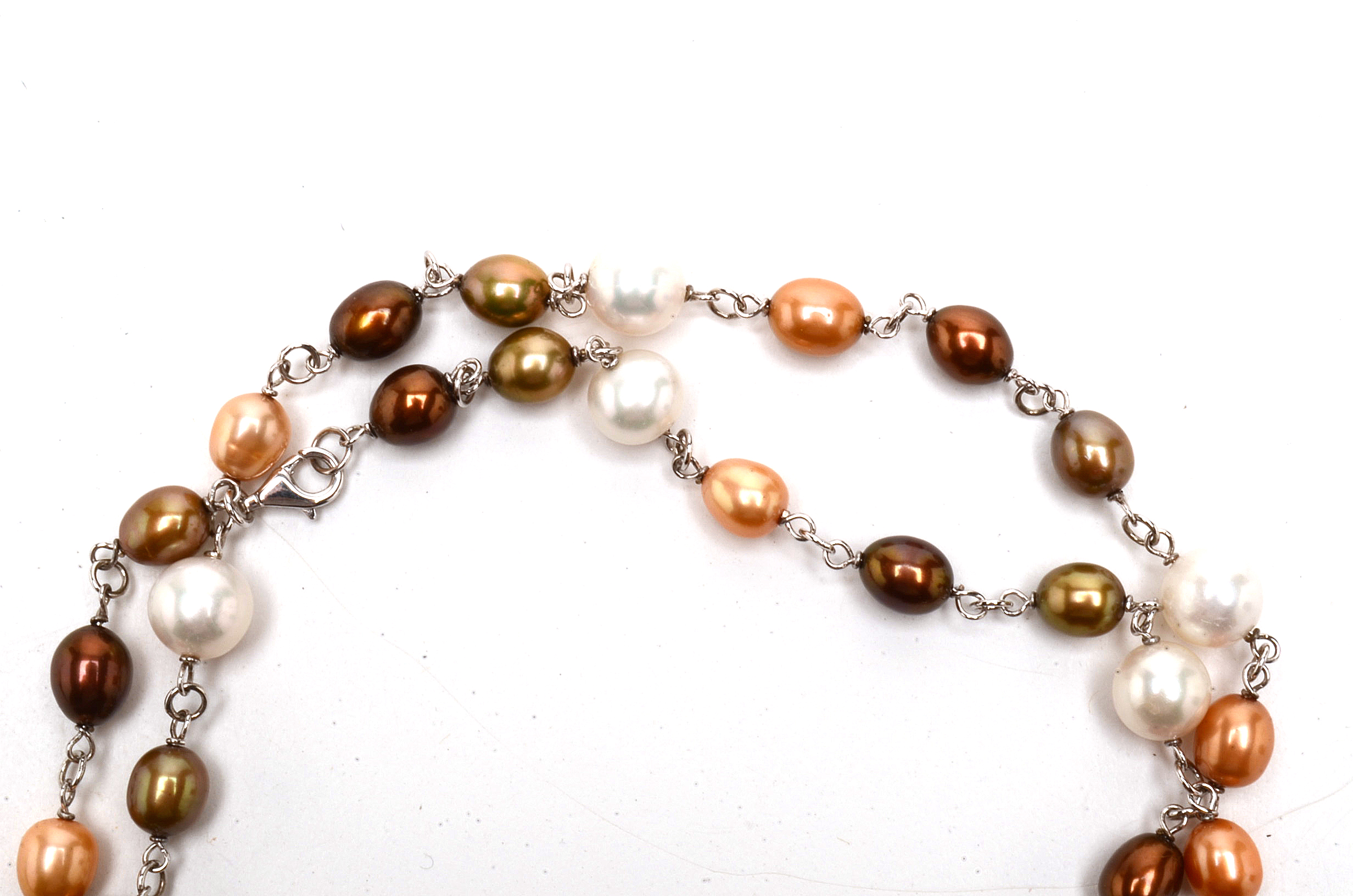 Sterling Silver Multi-Color Freshwater Pearl Necklace