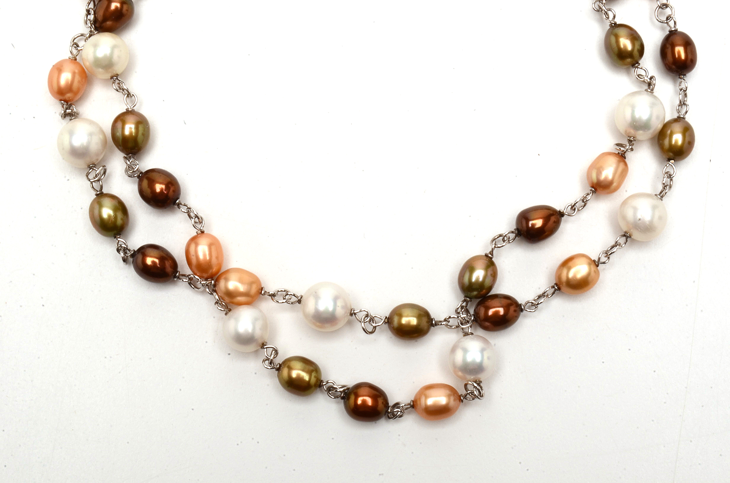 Sterling Silver Multi-Color Freshwater Pearl Necklace