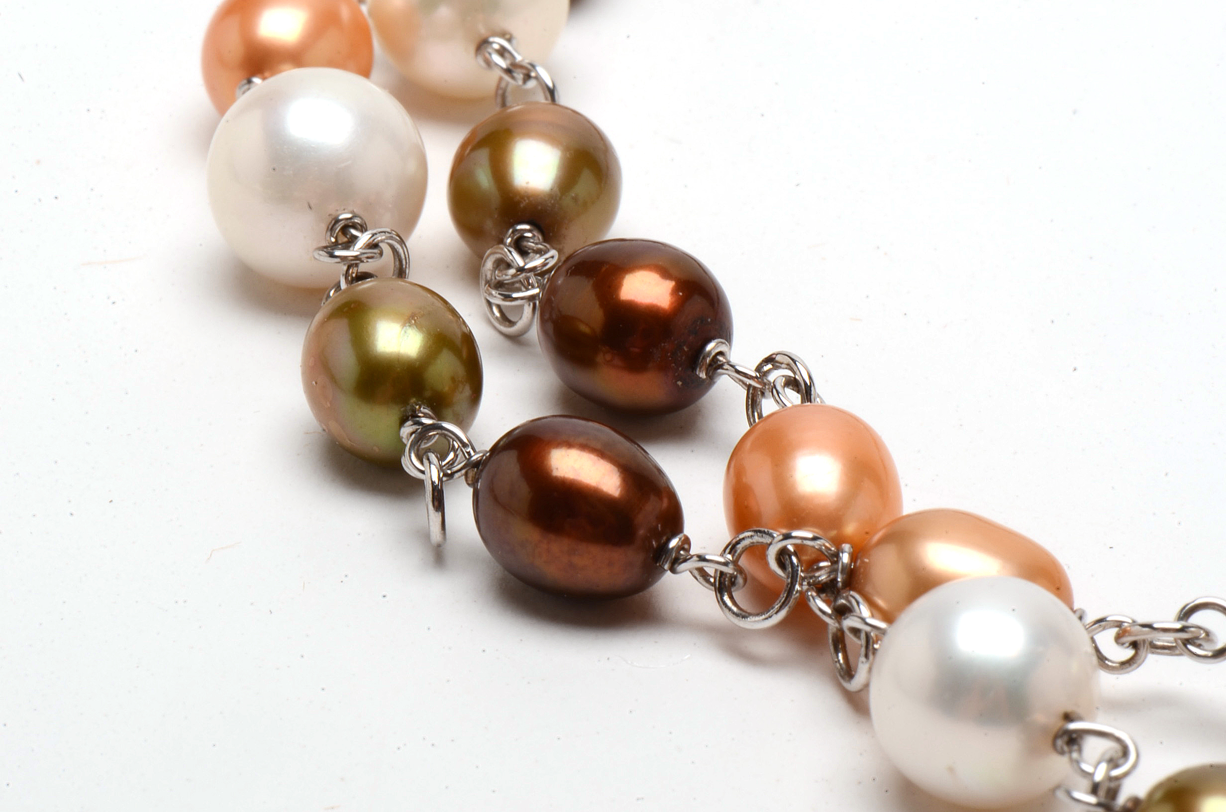Sterling Silver Multi-Color Freshwater Pearl Necklace