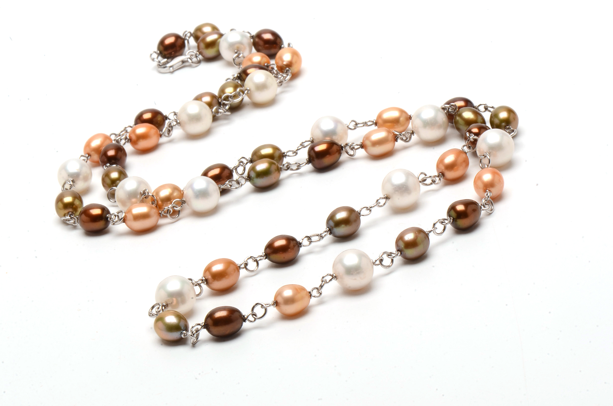 Sterling Silver Multi-Color Freshwater Pearl Necklace