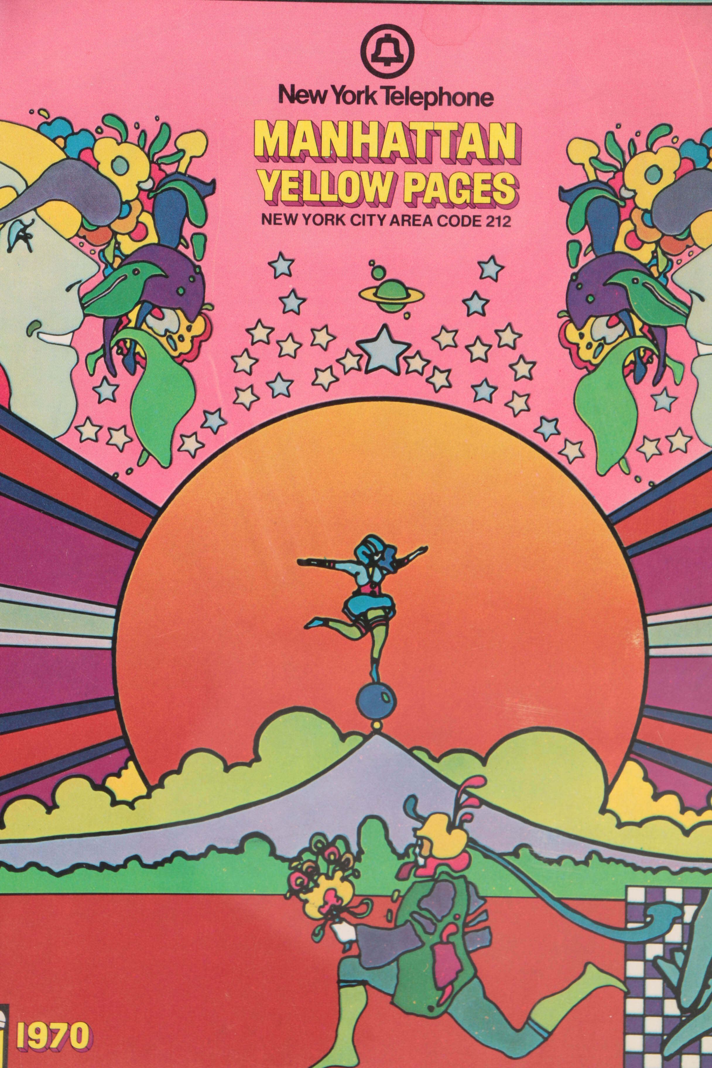 Peter Max Mixed Media Collage on Paper with Stamp and Posters