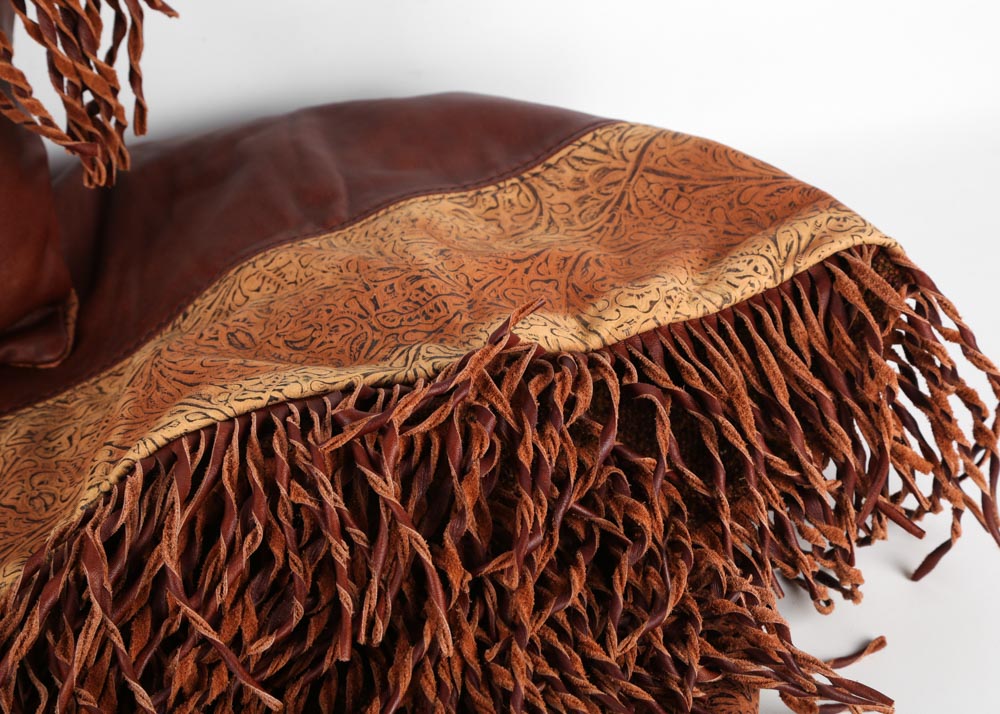 Suede and Leather Throw with Pillow