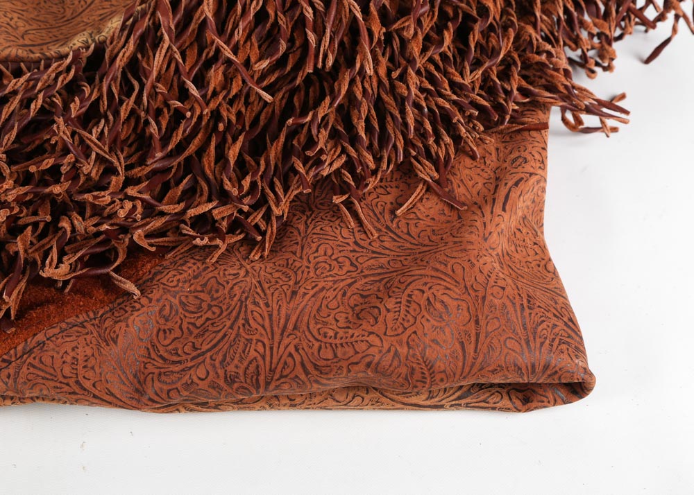 Suede and Leather Throw with Pillow