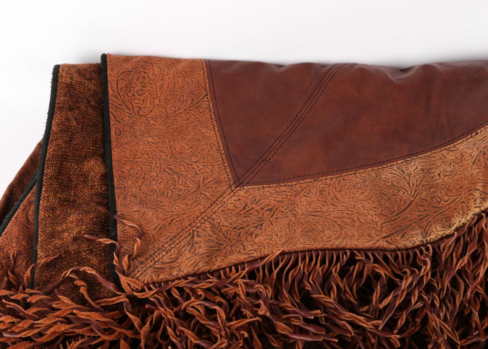 Suede and Leather Throw with Pillow