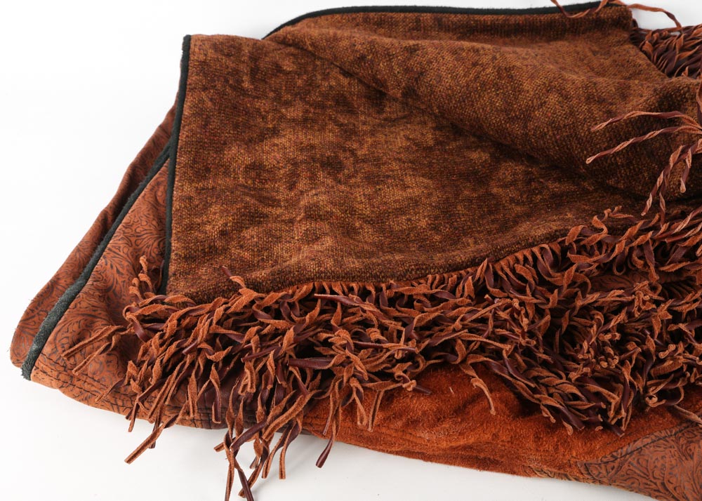 Suede and Leather Throw with Pillow