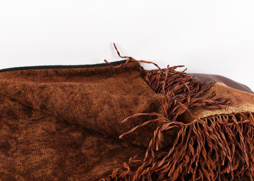 Suede and Leather Throw with Pillow