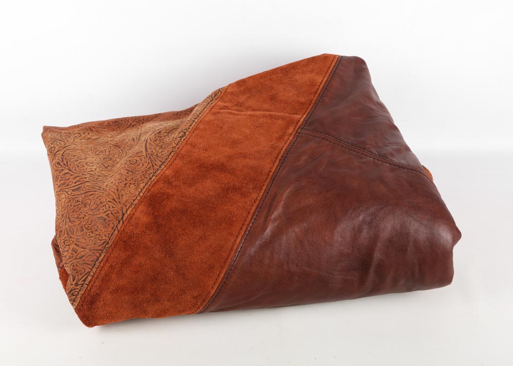 Suede and Leather Throw with Pillow