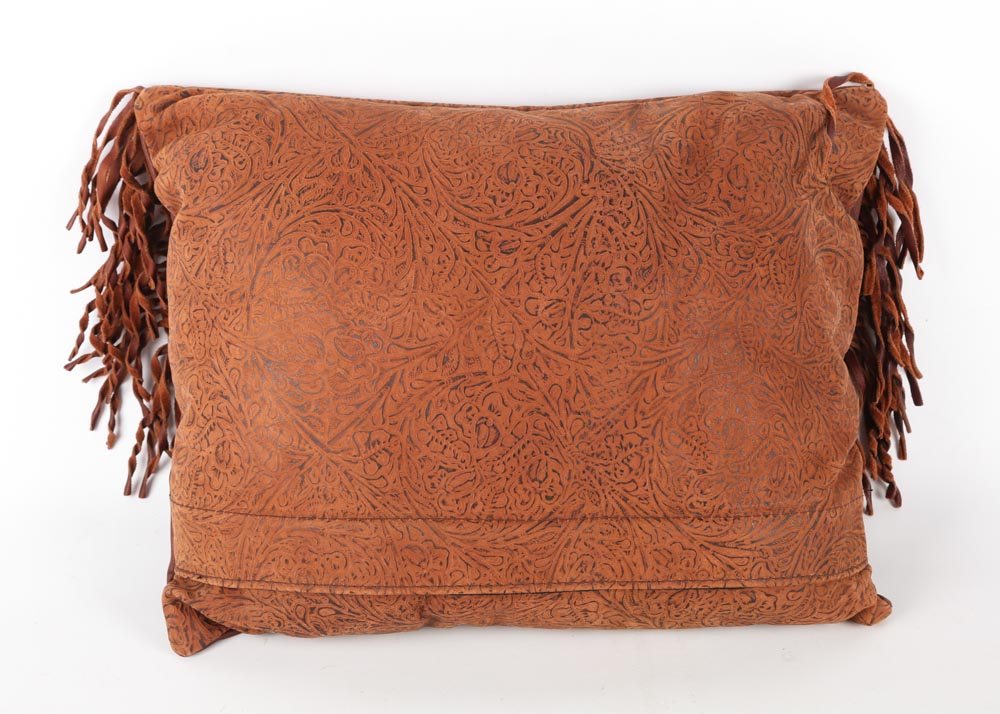 Suede and Leather Throw with Pillow