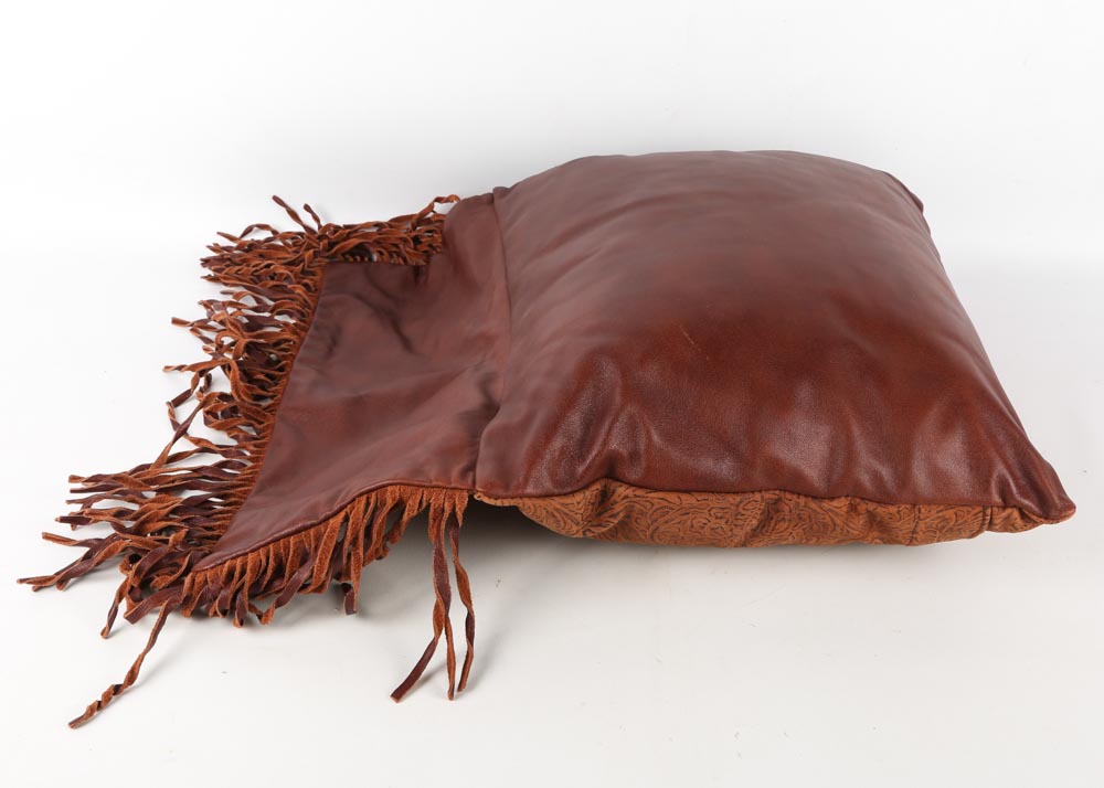 Suede and Leather Throw with Pillow