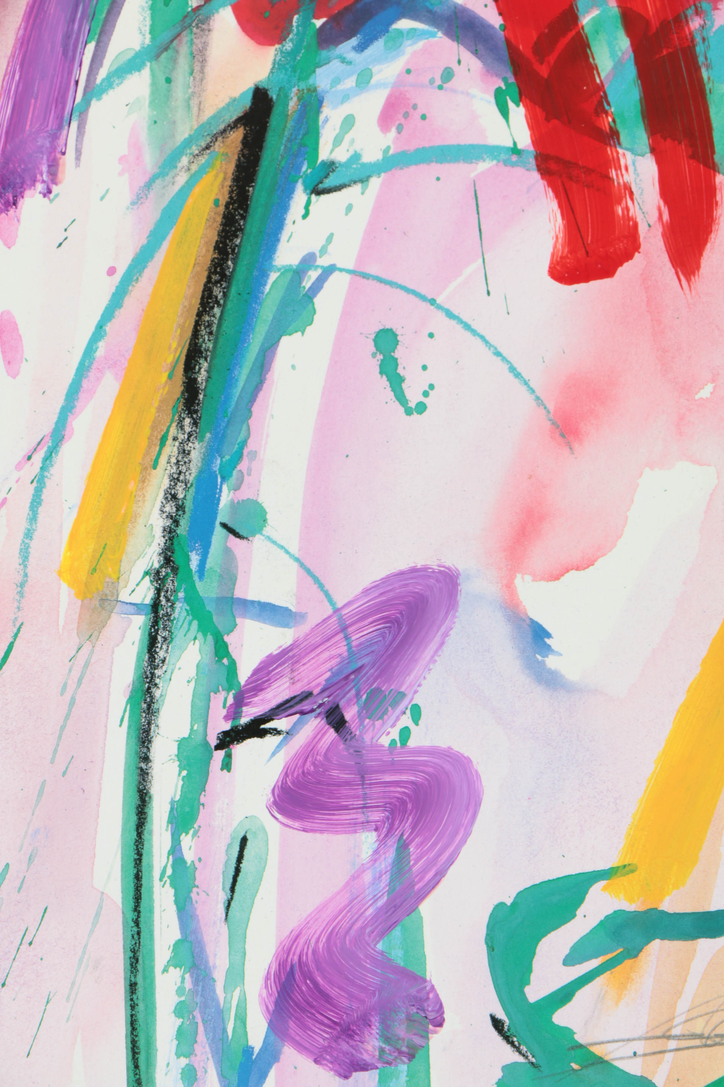 Alfred Gockel Signed Offset Lithograph with Hand-Painted Embellishments Abstract Floral Composition