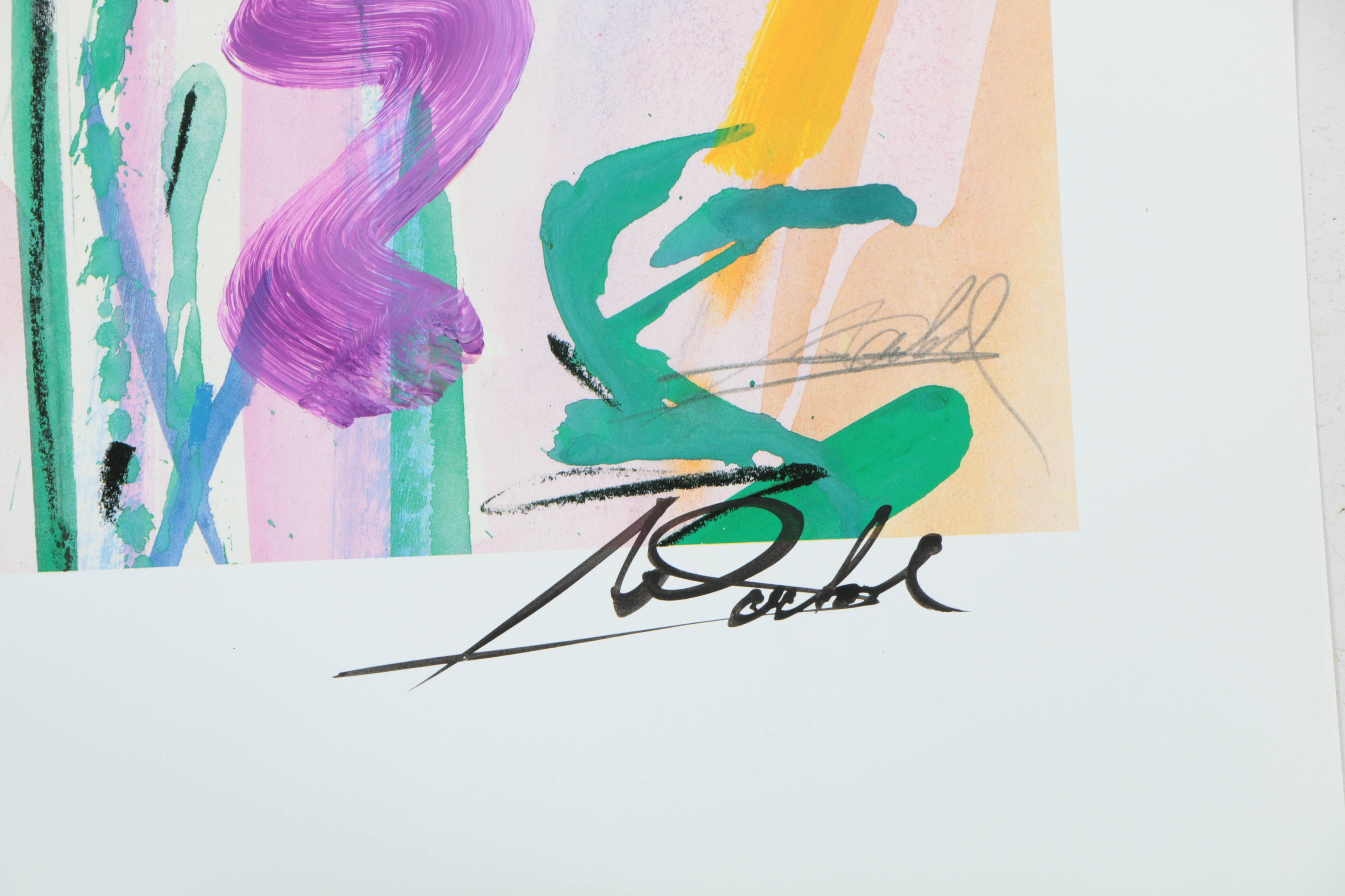 Alfred Gockel Signed Offset Lithograph with Hand-Painted Embellishments Abstract Floral Composition