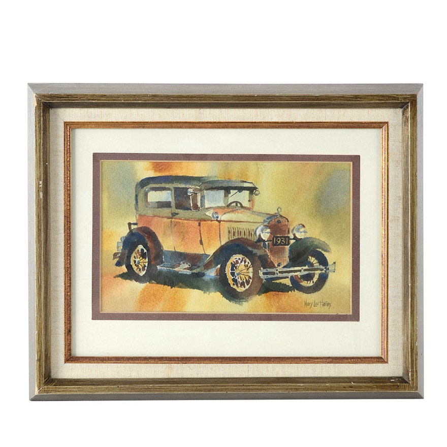 Mary Lou Harvey Original Watercolor of a Ford Model A