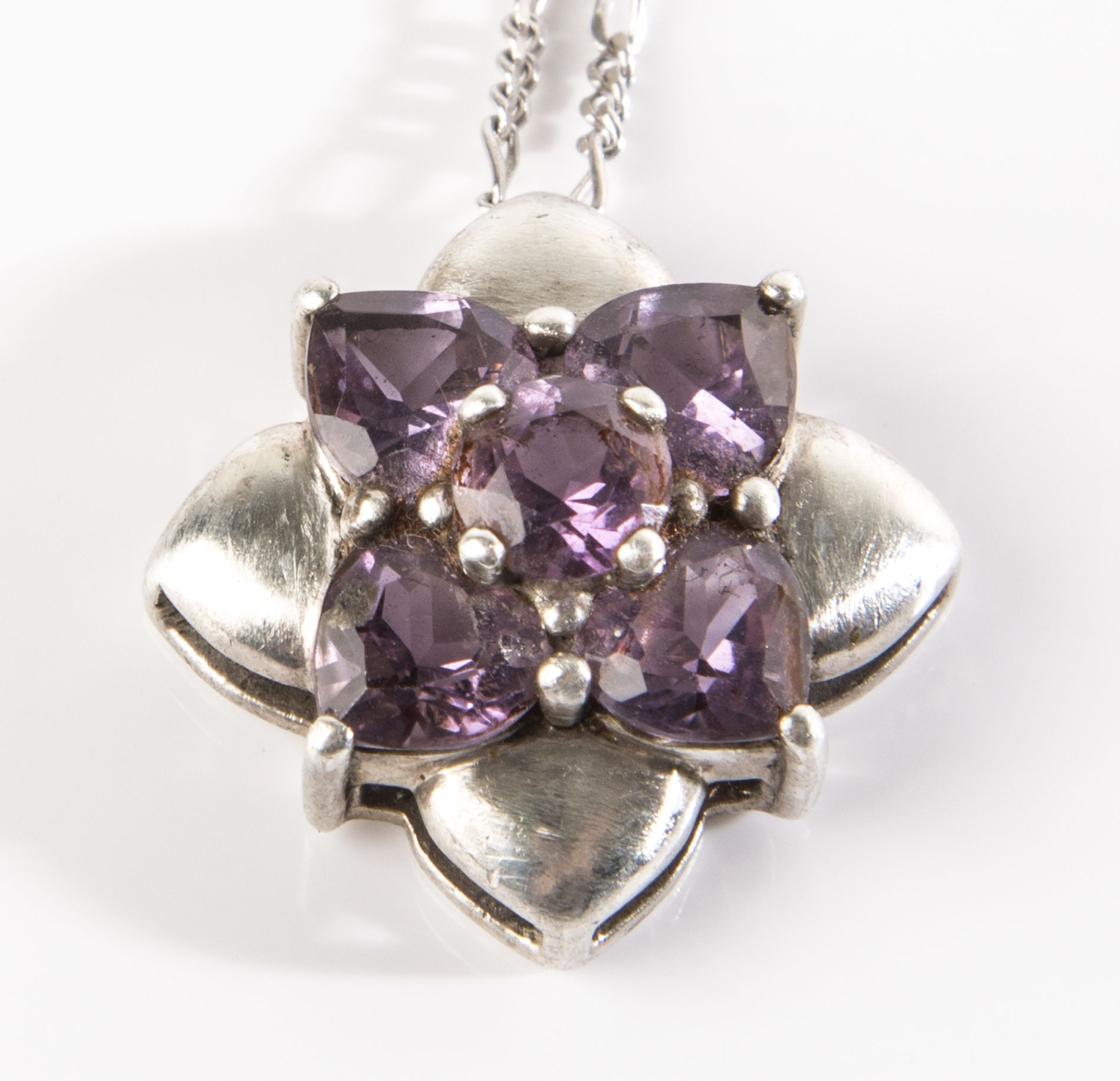 Sterling Silver Amethyst Ring and Pendant Necklace