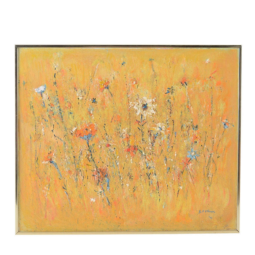 J. P. Ohmes Original 1974 Oil on Canvas "Summer Bloom"