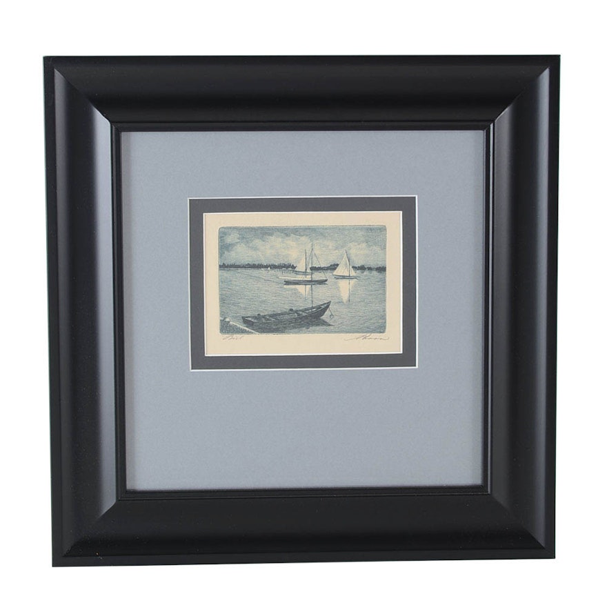 Karr Signed Navy Maritime Etching "Biel"