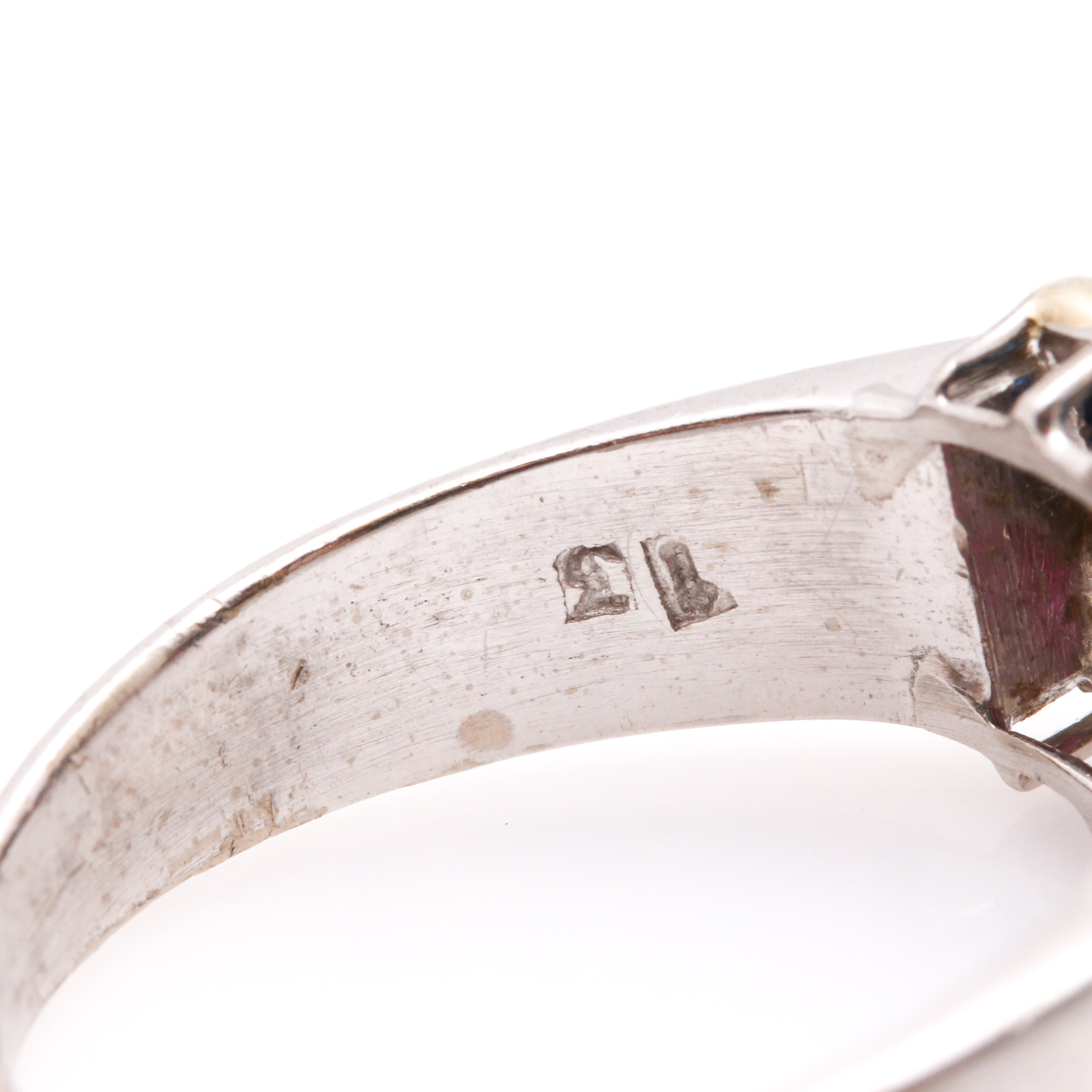 14K White Gold Ruby, Sapphire, and Diamond Ring