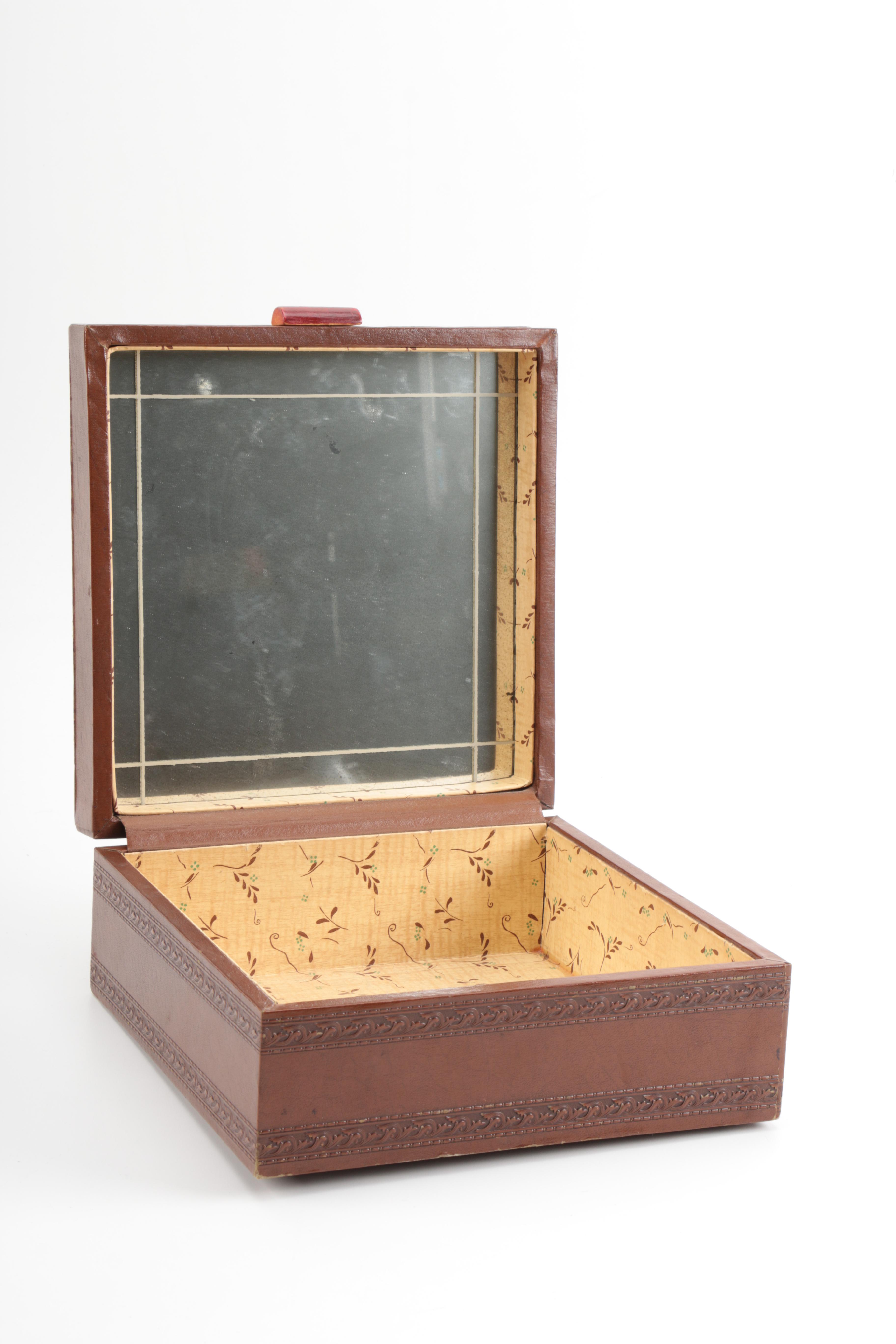 Vintage Jewelry Box With Bakelite Handle