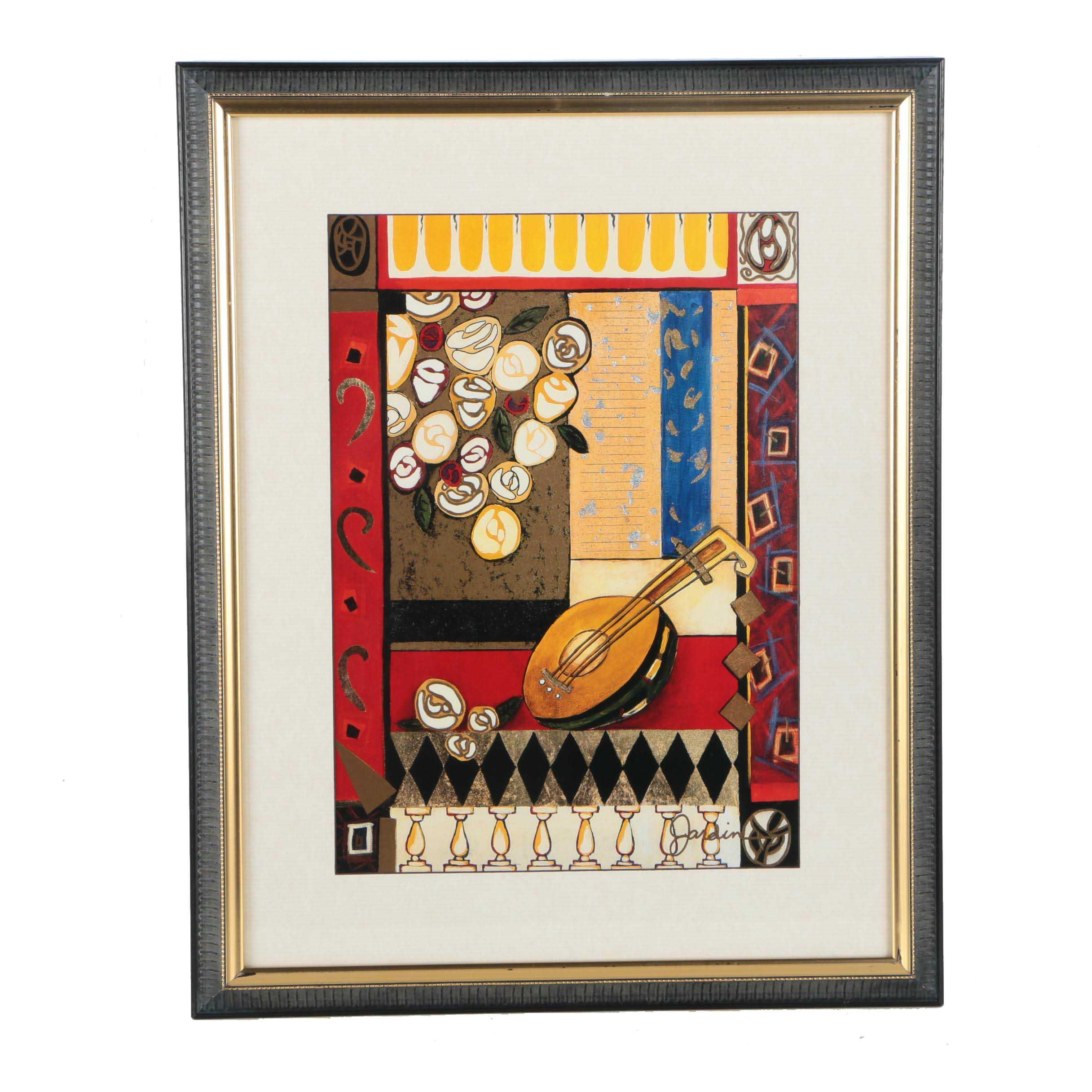 Elizabeth Jardine Hand Embellished Offset Lithograph "One for the Roses"