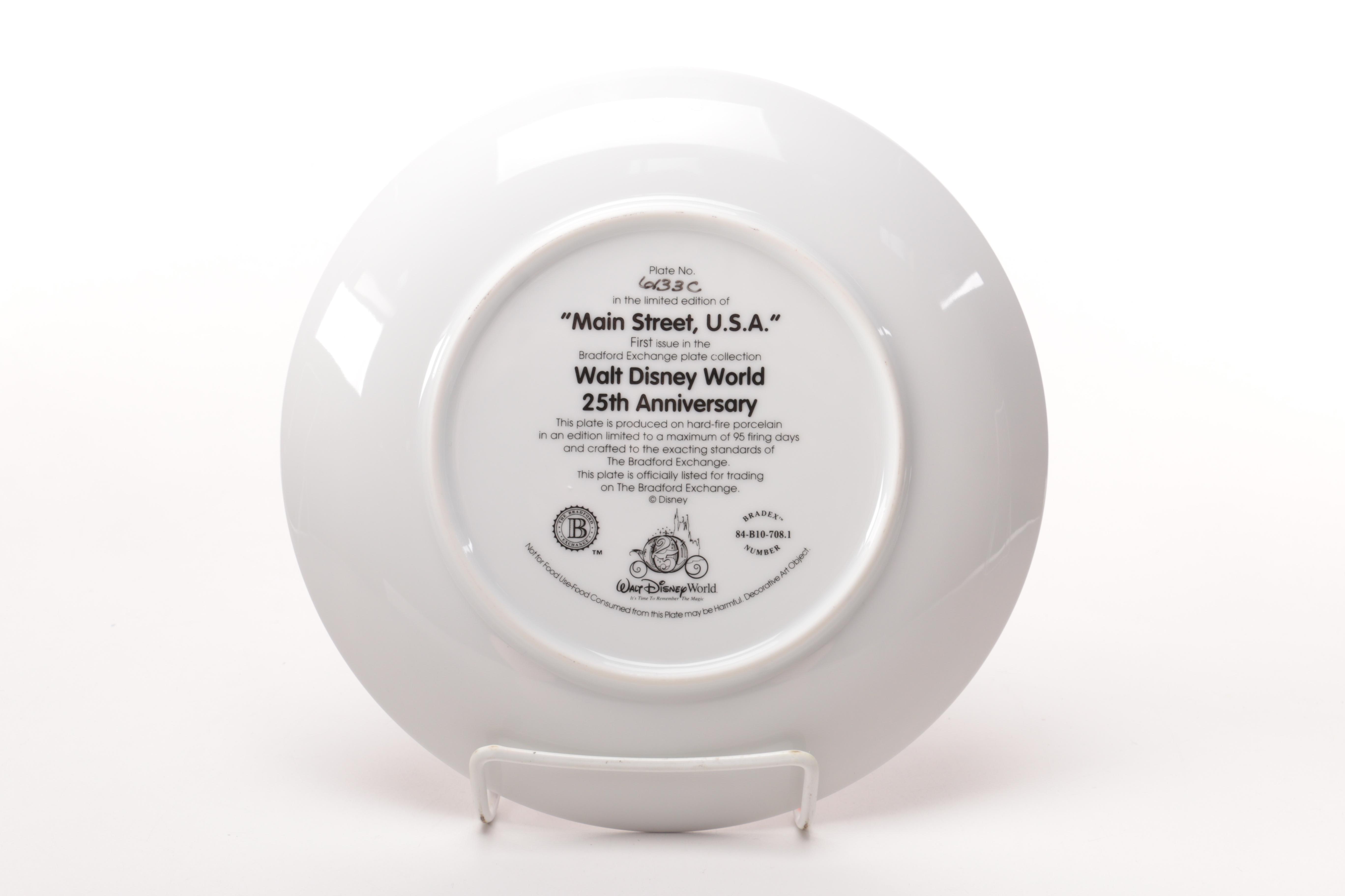 Walt Disney World 25th Anniversary "Main Street, USA" Commemorative Plate