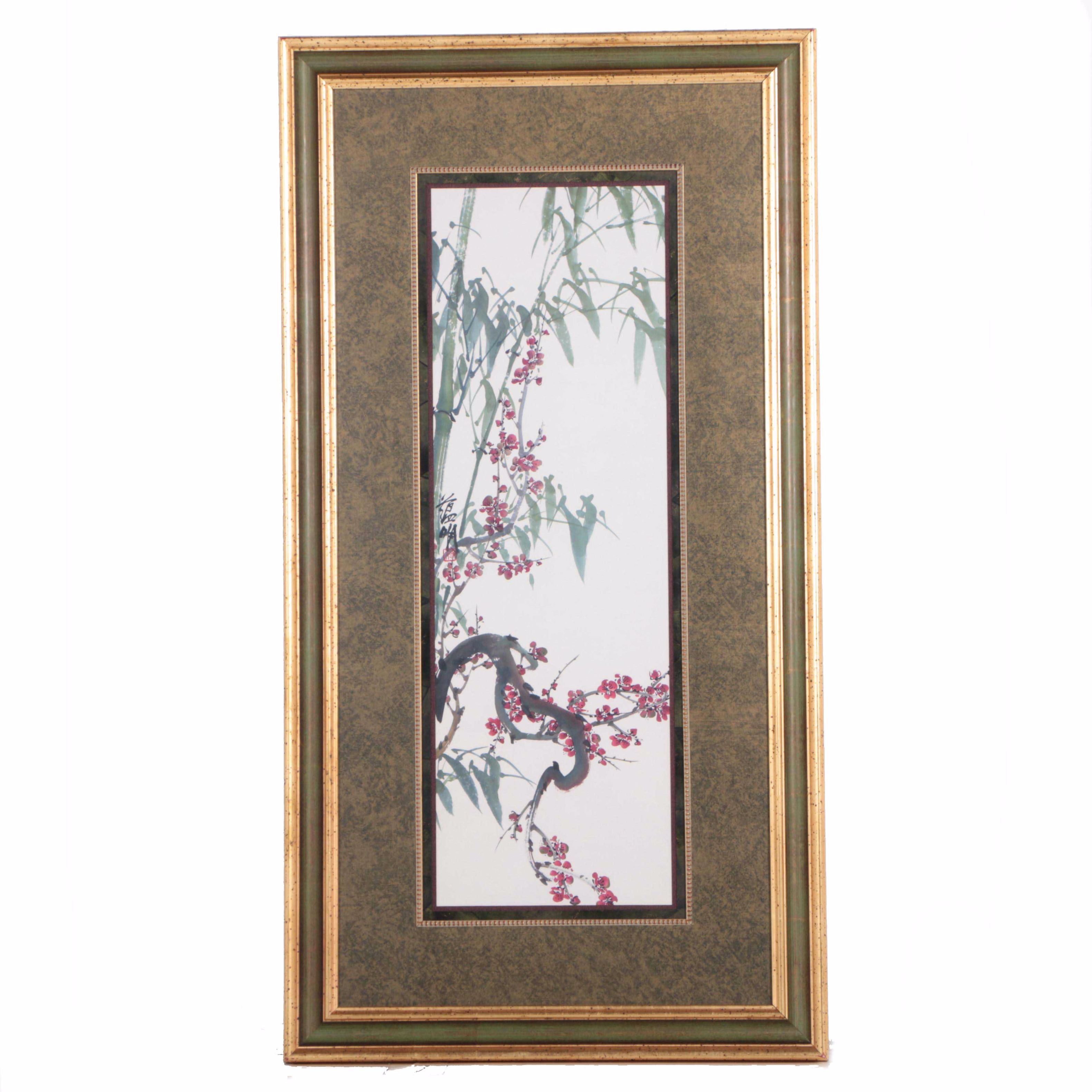 Offset Lithograph on Paper of Cherry Blossoms