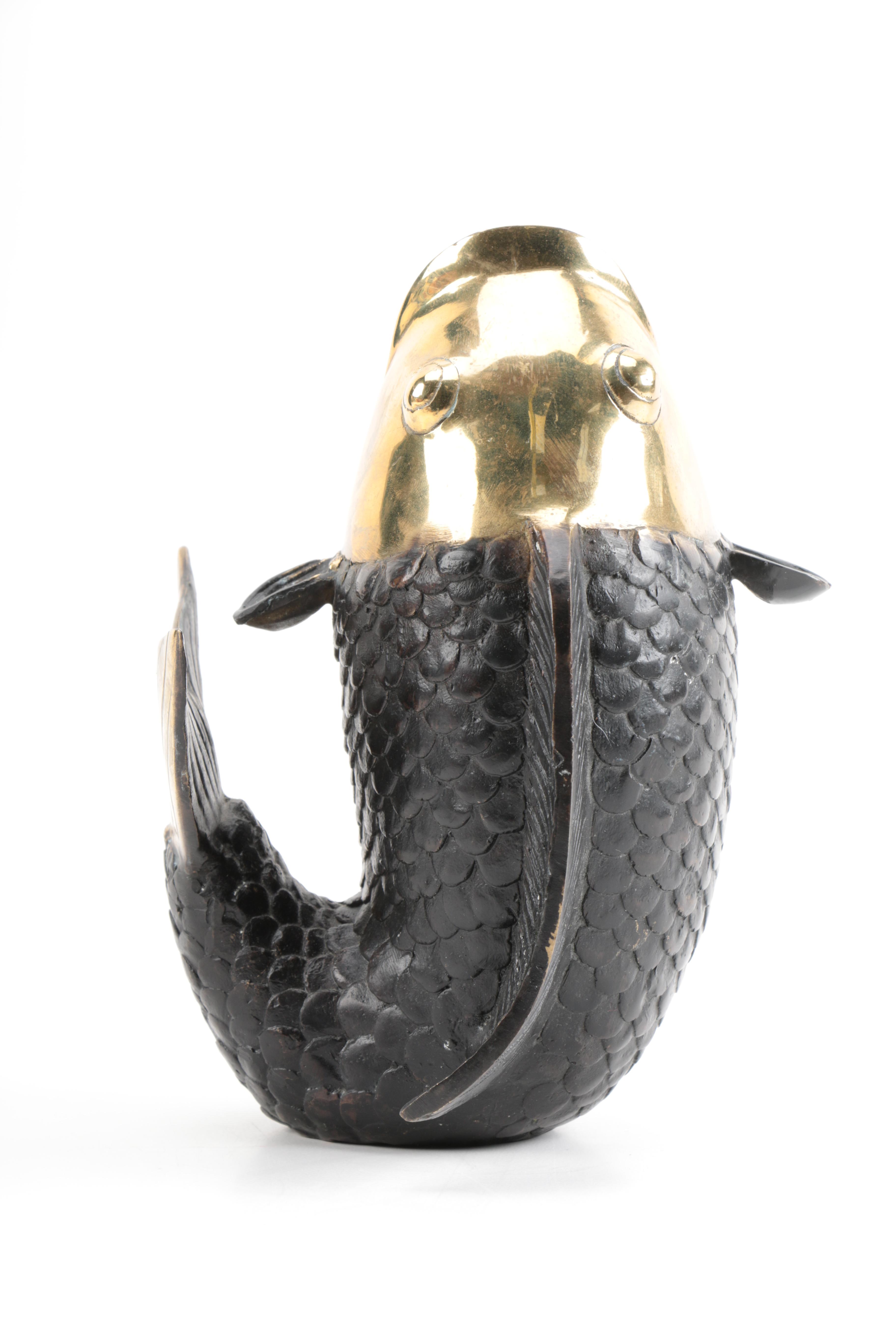 Bronze and Black Fish Vase